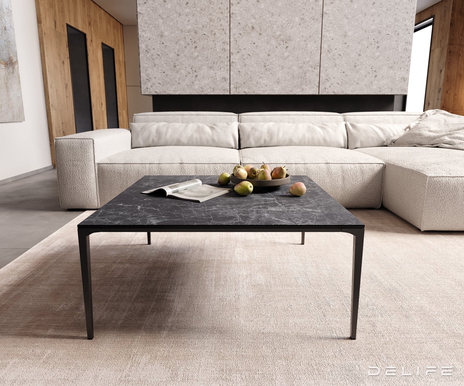 Klub stolić Levente 85x85cm, Materijal: Keramika Laminam Nero Greco