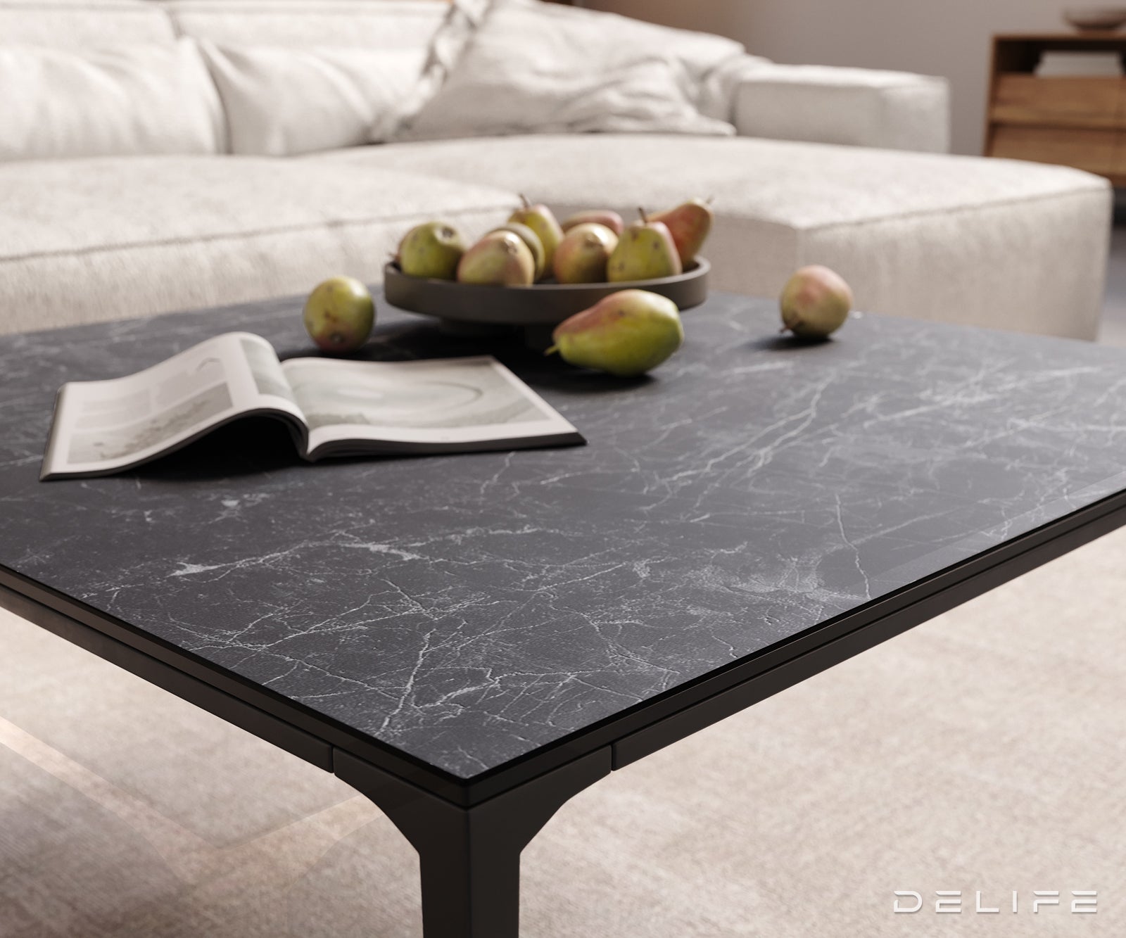 Klub stolić Levente 85x85cm, Materijal: Keramika Laminam Nero Greco