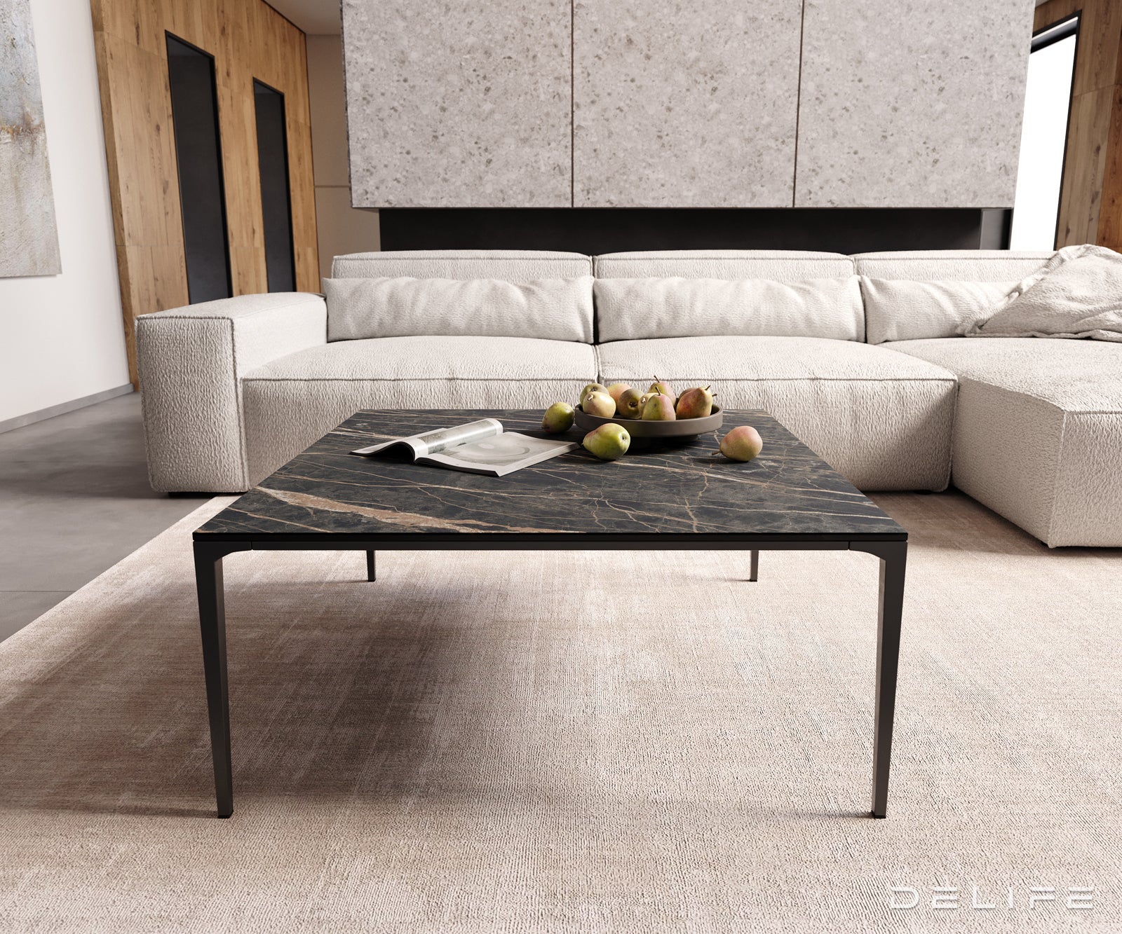 Klub stolić Levente 85x85cm, Materijal: Keramika Laminam Nero Greco