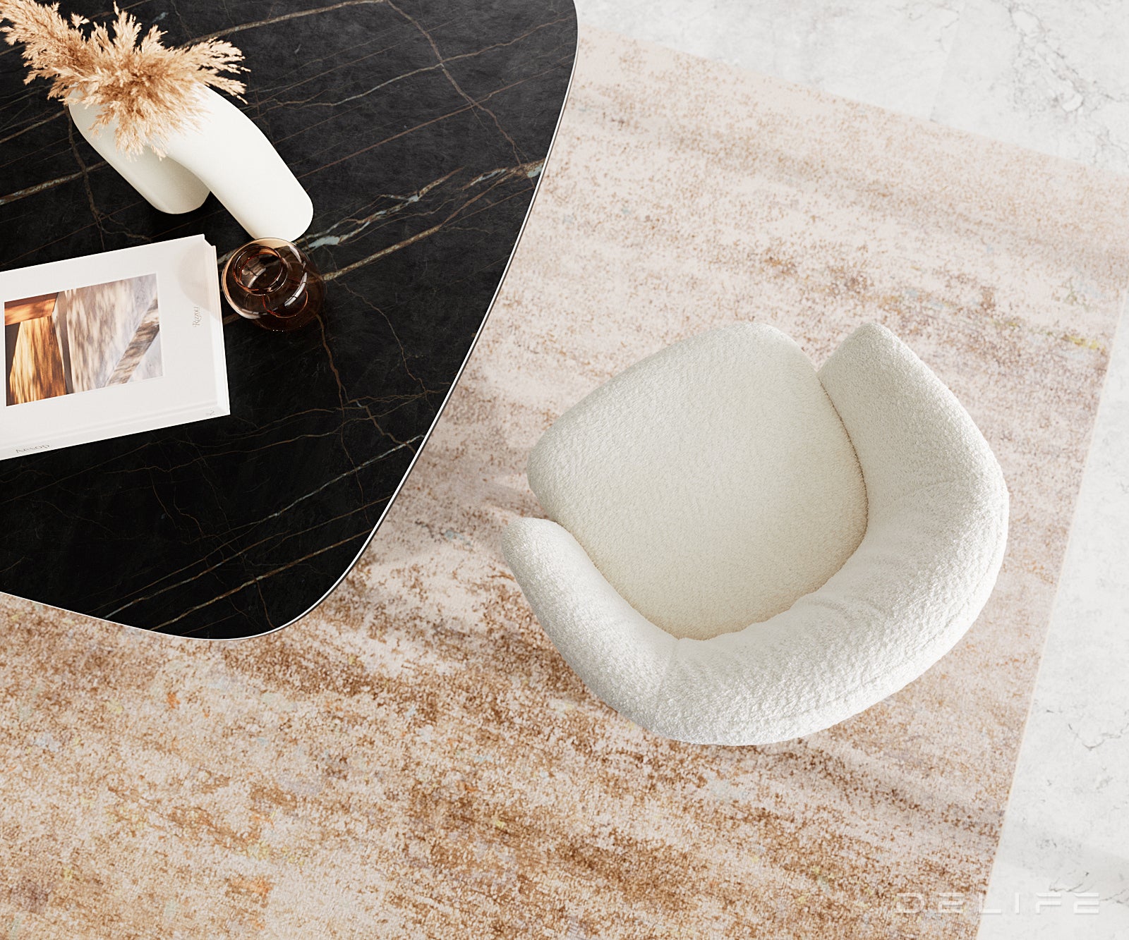 Blagovaonska stolica Caja, Materijal: boucle