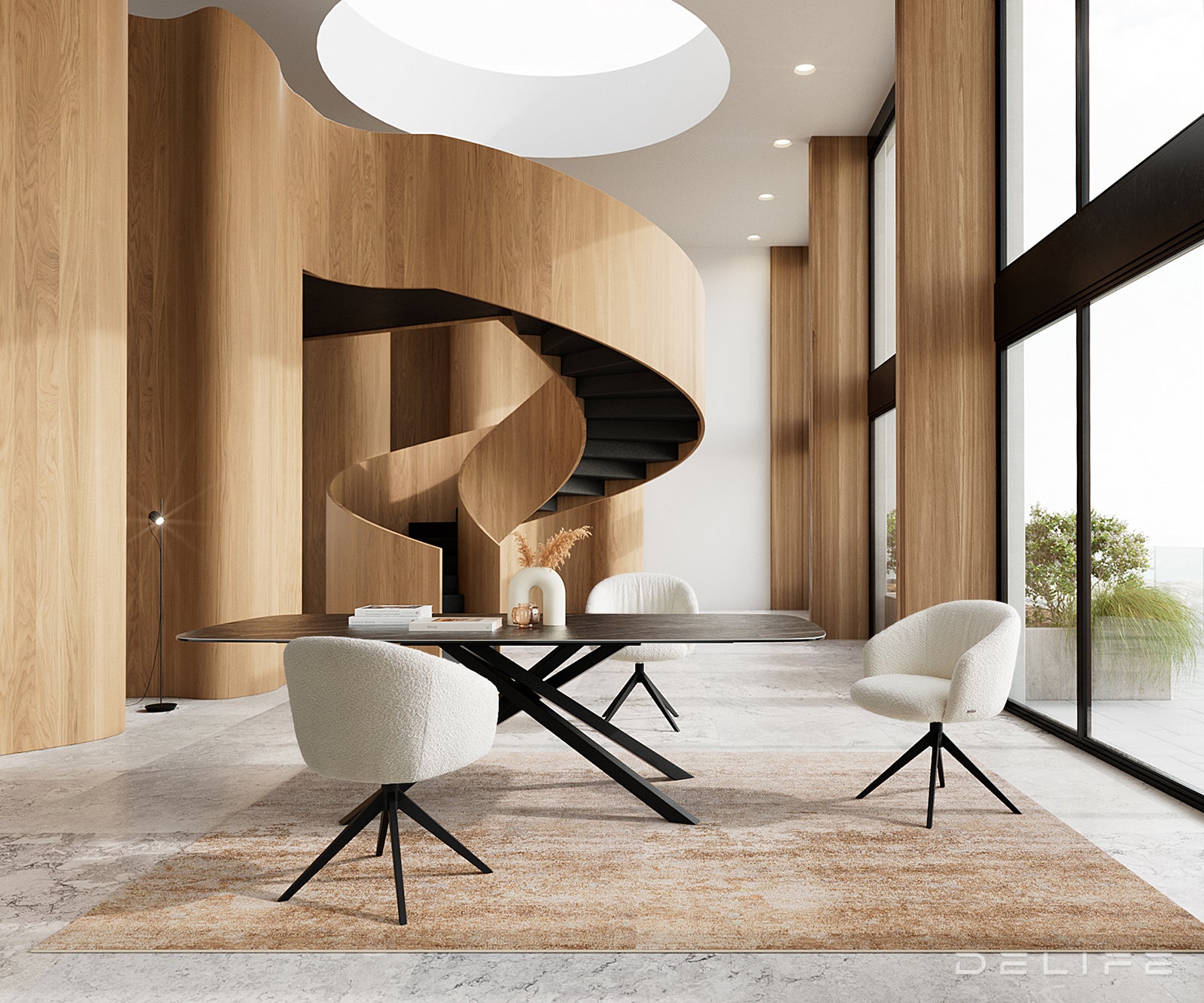 Blagovaonska stolica Caja, Materijal: boucle