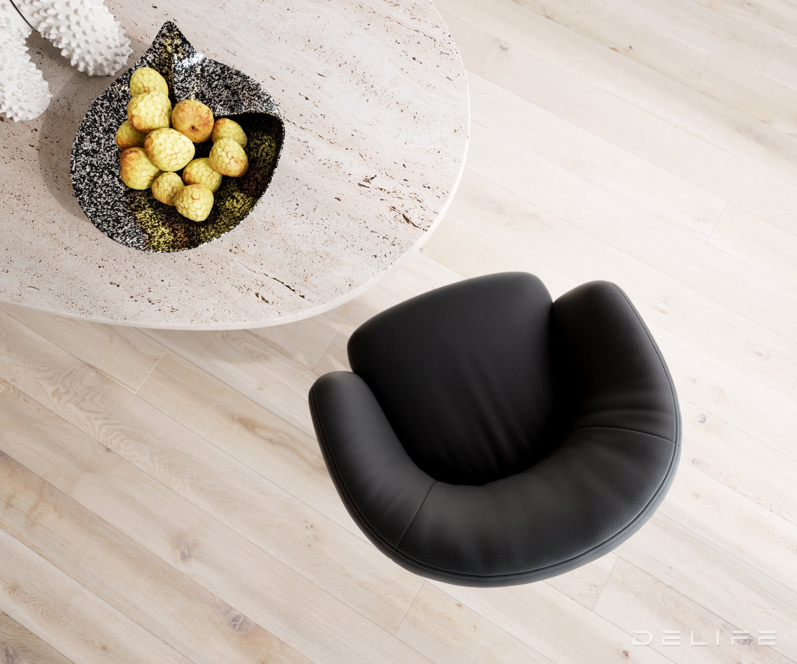 Blagovaonska stolica Caja, Materijal: Koža