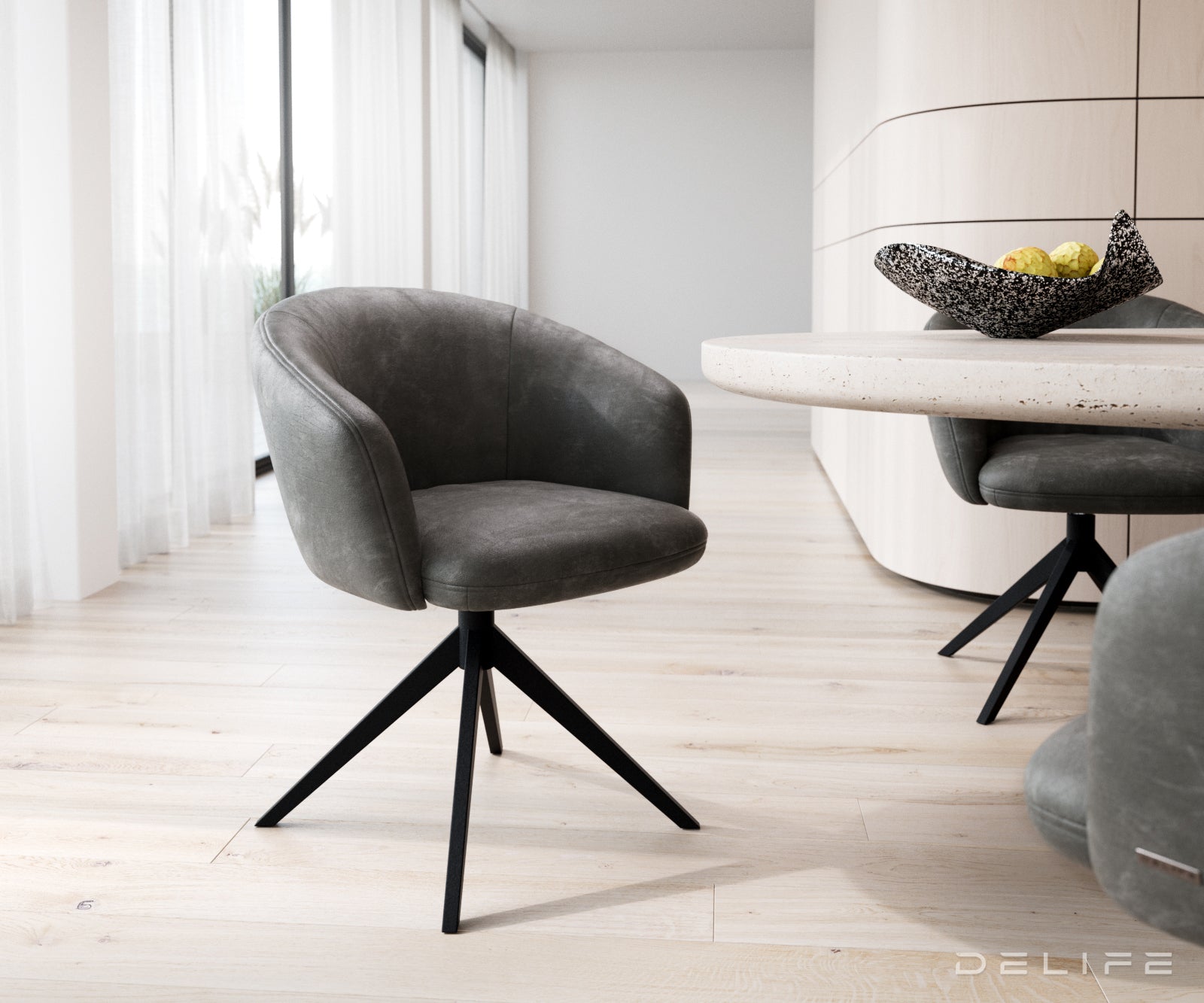 Blagovaonska stolica Caja, Materijal: mikrofibra