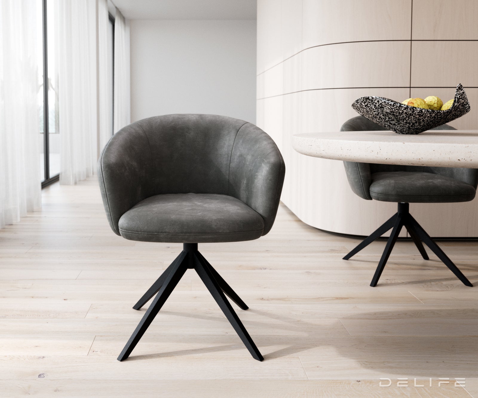 Blagovaonska stolica Caja, Materijal: mikrofibra