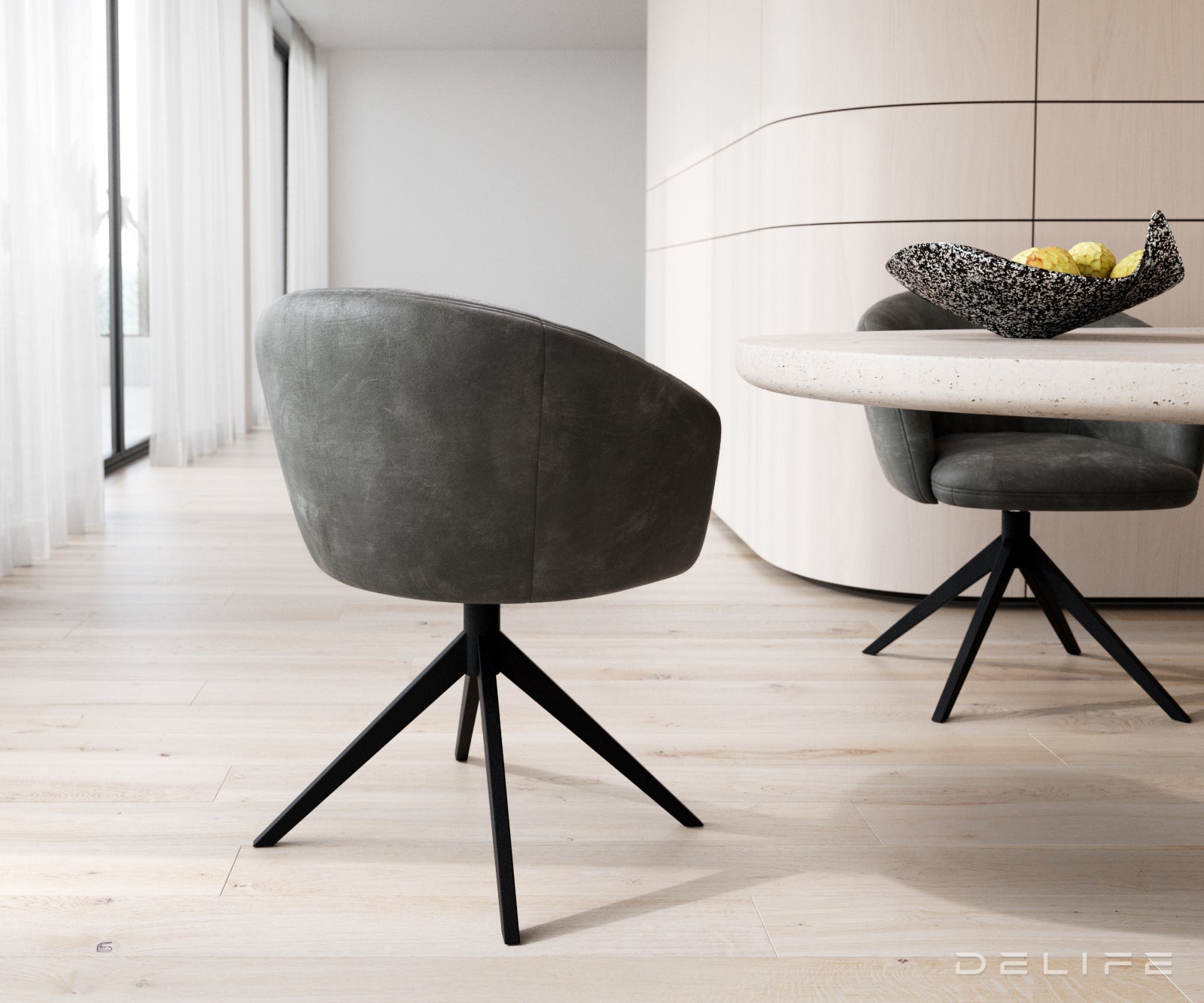 Blagovaonska stolica Caja, Materijal: mikrofibra