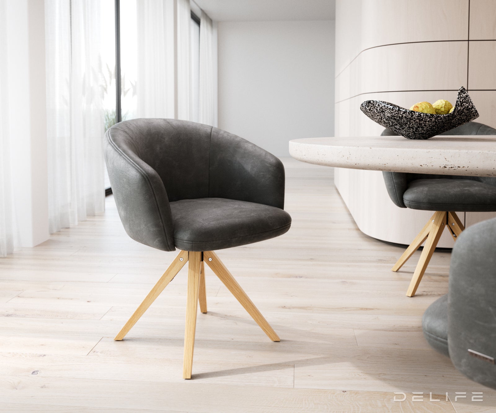 Blagovaonska stolica Caja, Materijal: mikrofibra