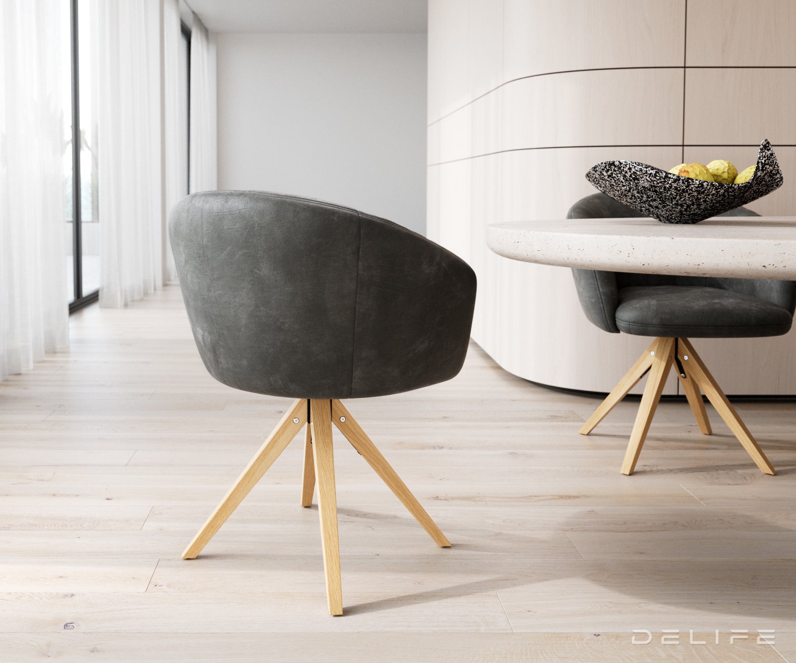 Blagovaonska stolica Caja, Materijal: mikrofibra