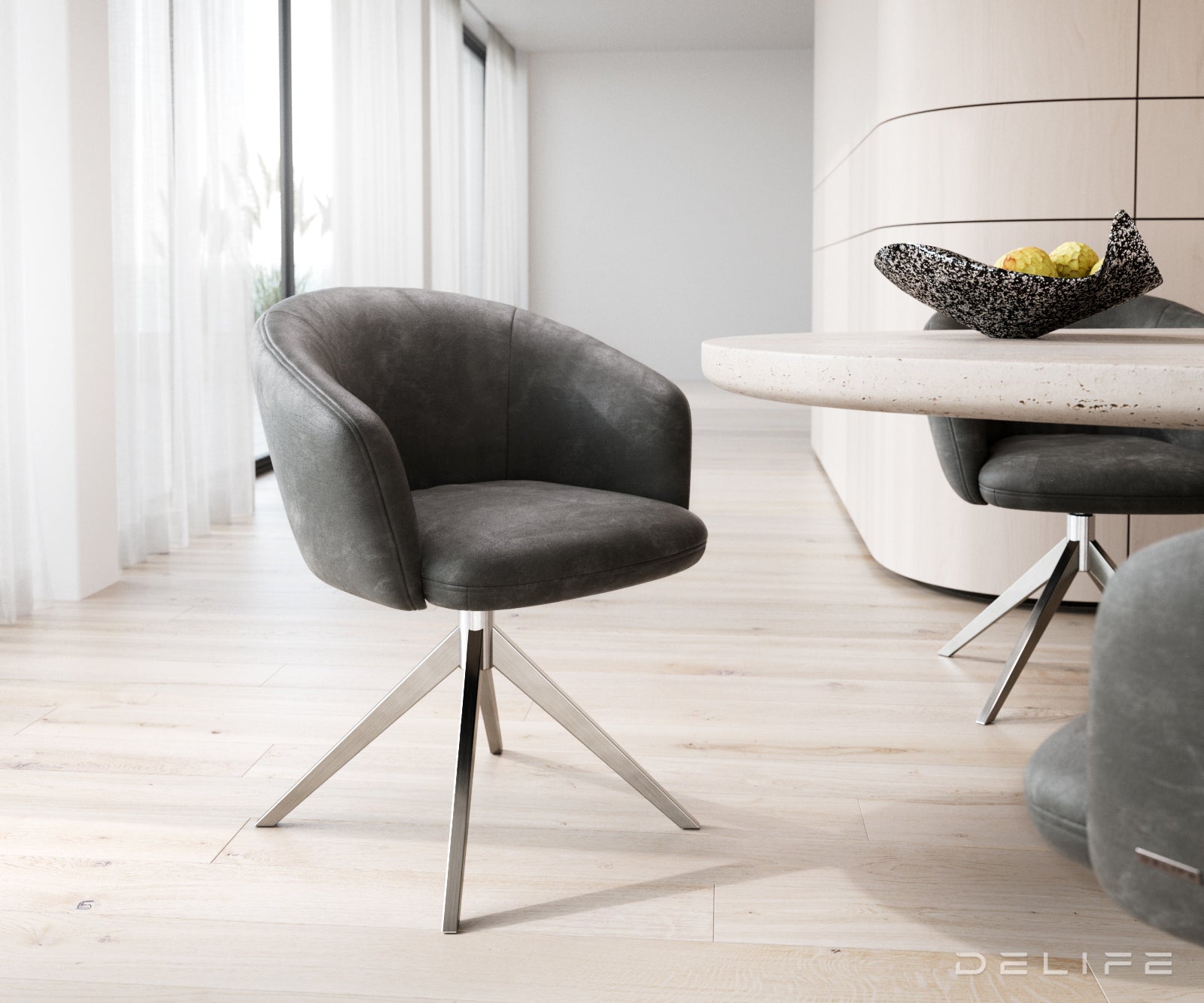 Blagovaonska stolica Caja, Materijal: mikrofibra