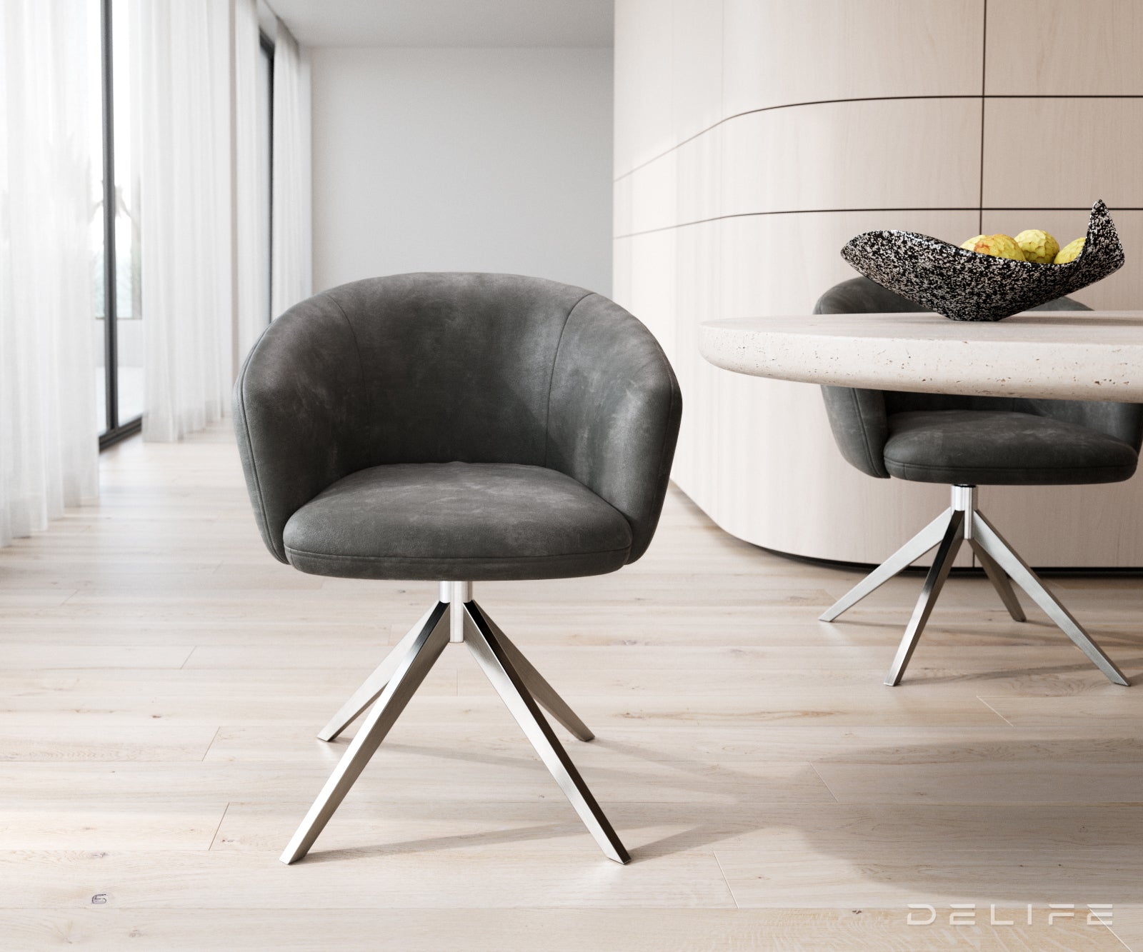 Blagovaonska stolica Caja, Materijal: mikrofibra