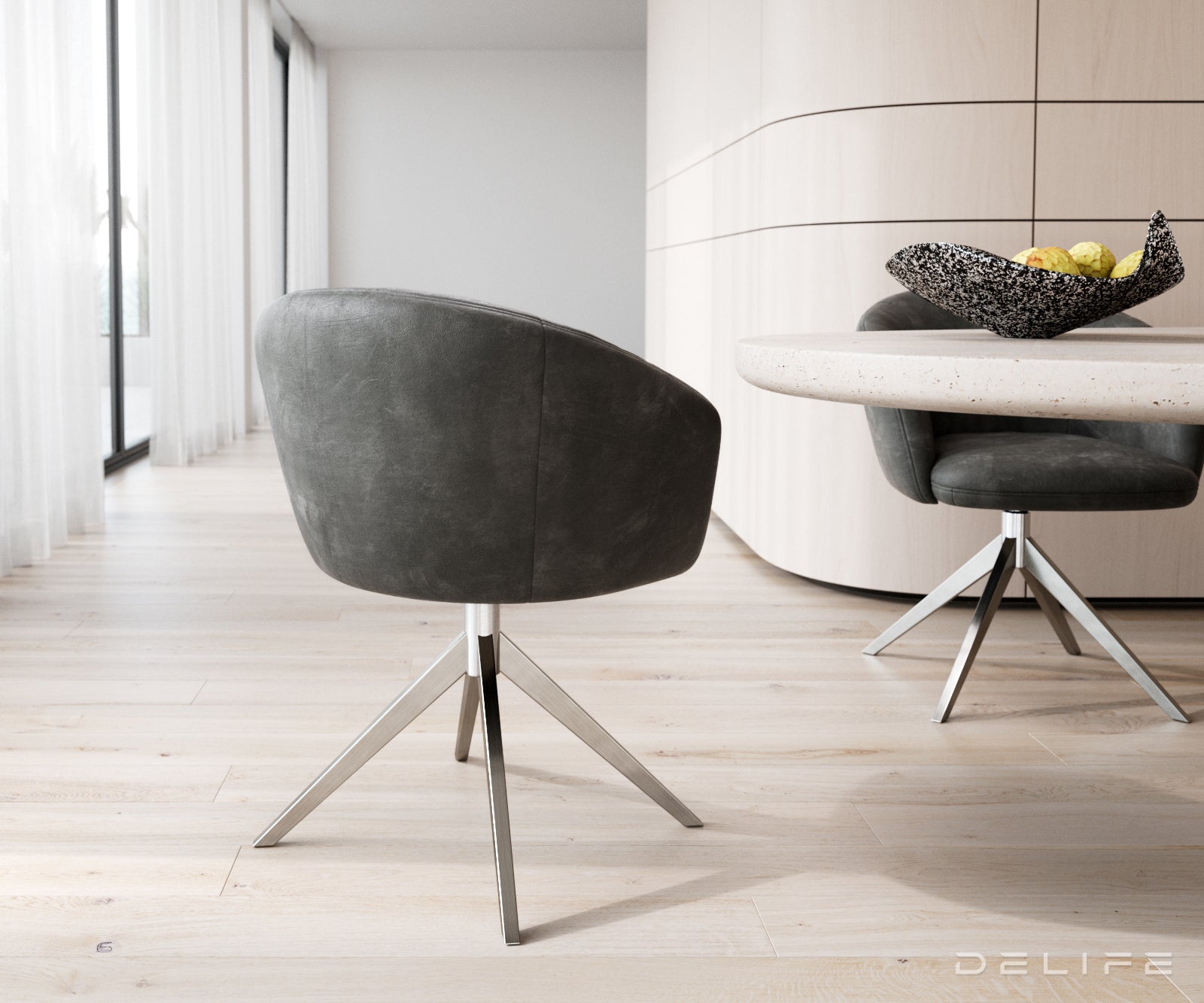 Blagovaonska stolica Caja, Materijal: mikrofibra