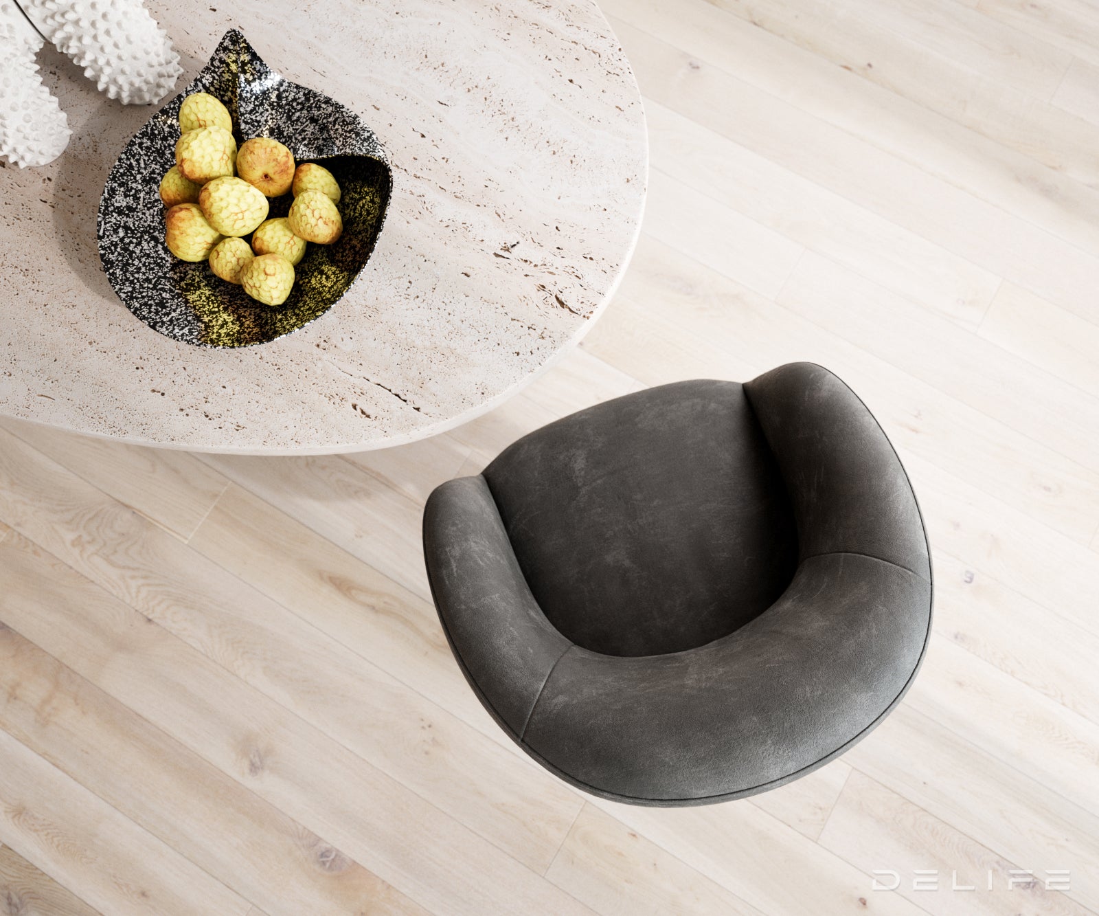 Blagovaonska stolica Caja, Materijal: mikrofibra