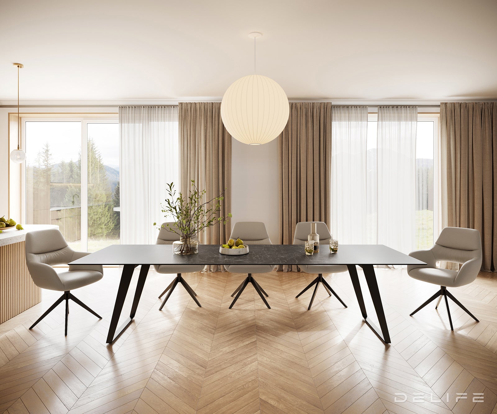 Blagovaonski stol Edge 300x100cm, Materijal: Keramika Laminam Nero Greco