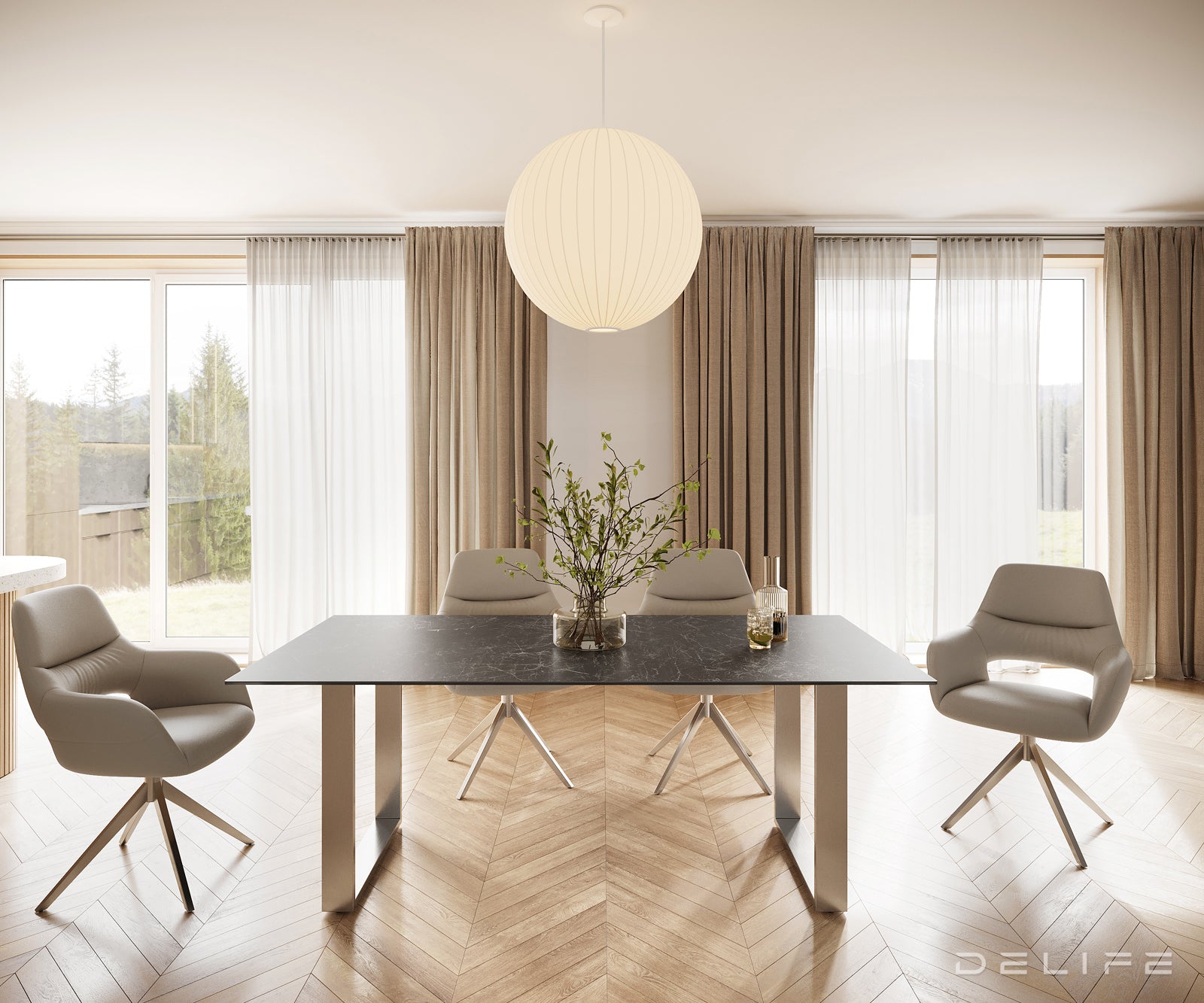 Blagovaonski stol Edge 200x100, Materijal: Keramika Laminam Nero Greco