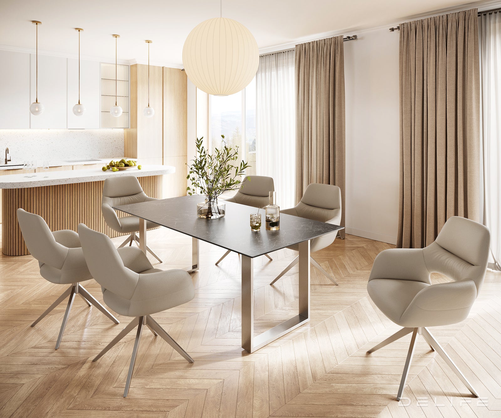 Blagovaonski stol Edge 200x100, Materijal: Keramika Laminam Nero Greco