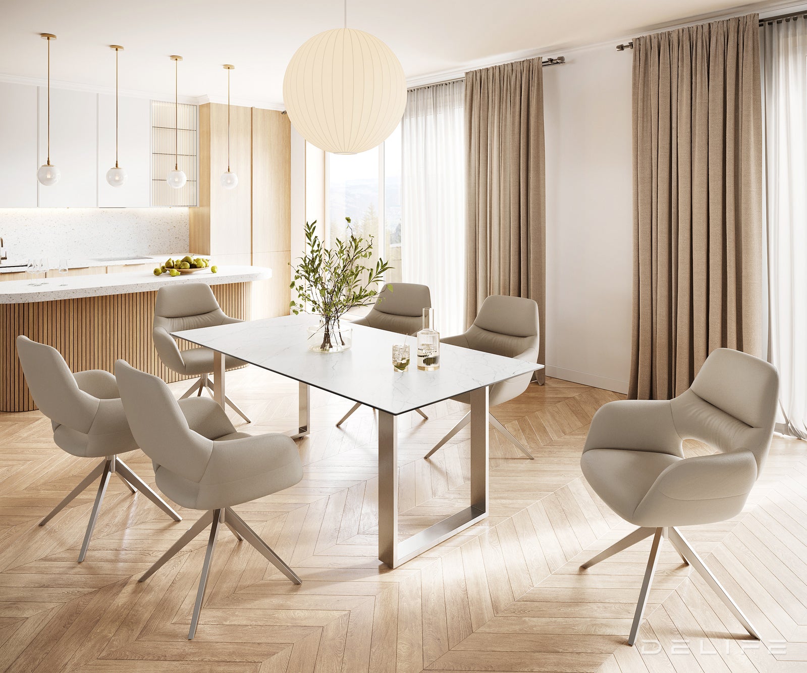 Blagovaonski stol Edge 200x100, Materijal: Keramika Laminam Statuarietto