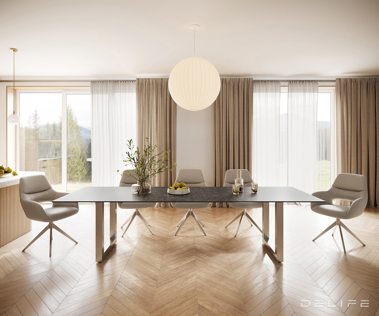 Blagovaonski stol Edge 300x100cm, Materijal: Keramika Laminam Nero Greco