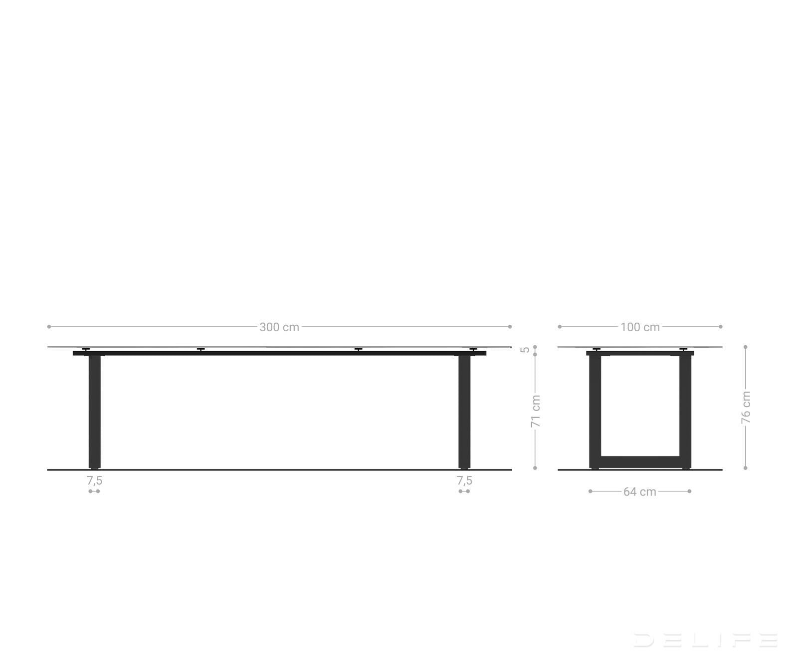 Blagovaonski stol Edge 300x100cm, Materijal: Keramika Laminam Statuarietto