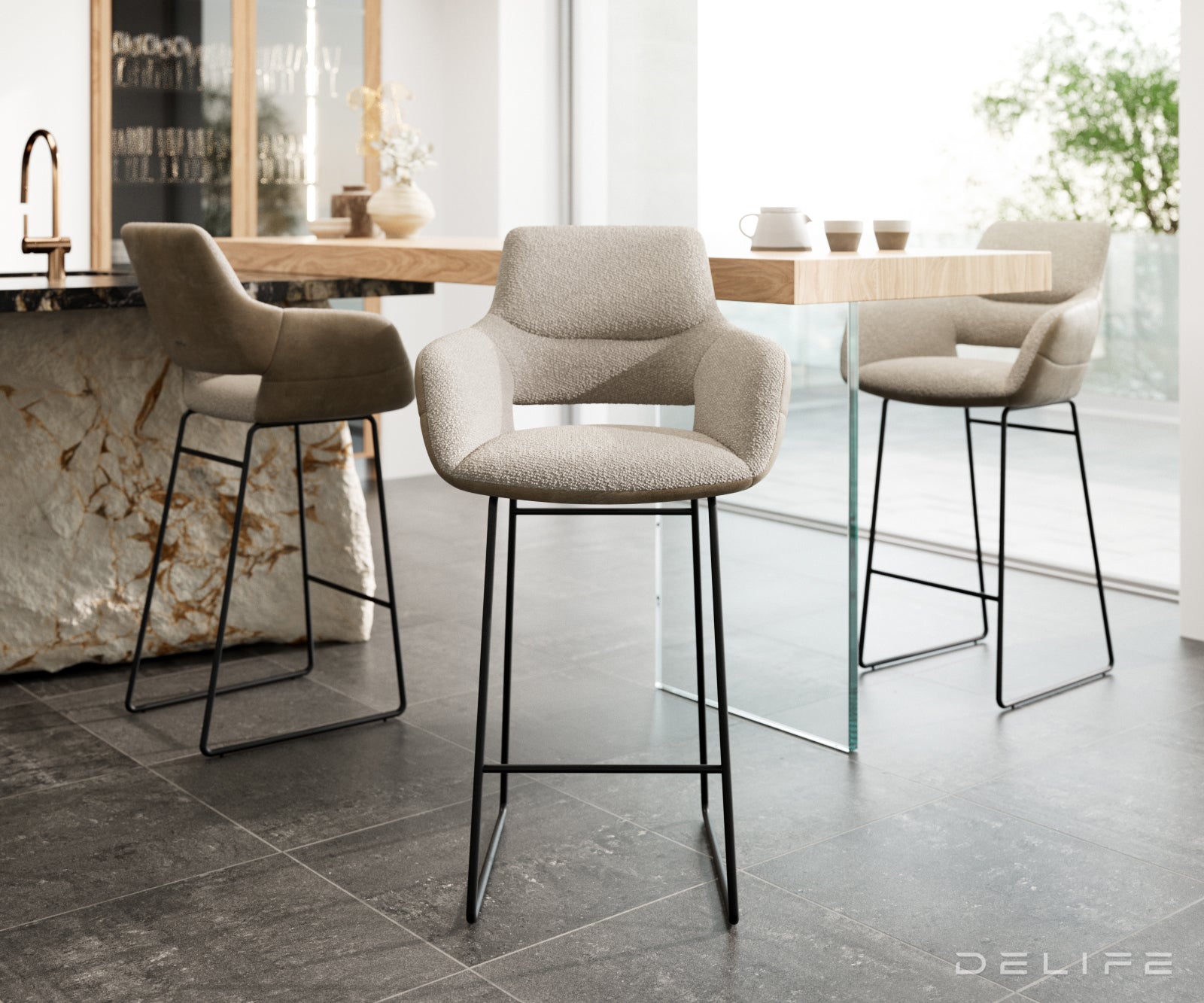 Barska stolica Yago Flex, Materijal: Mikrofibra/Boucle