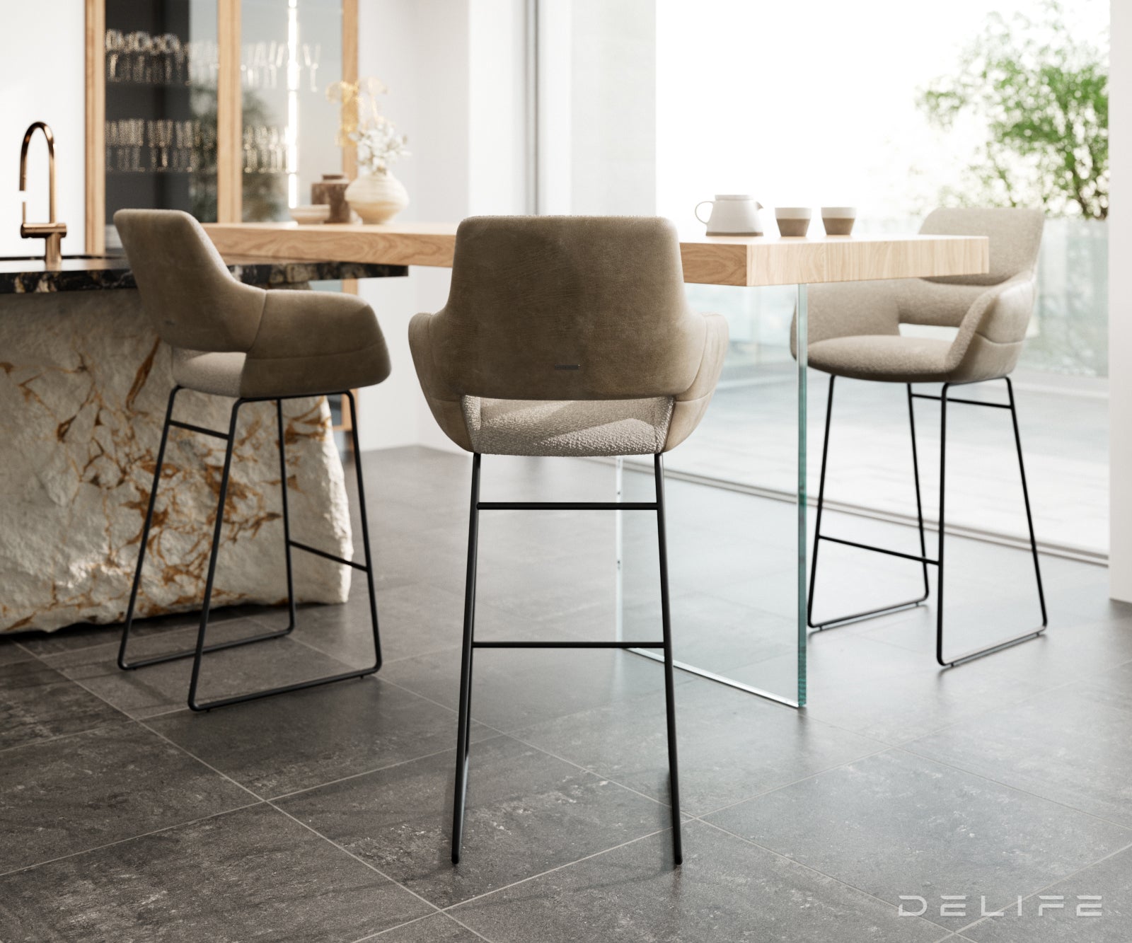 Barska stolica Yago Flex, Materijal: Mikrofibra/Boucle