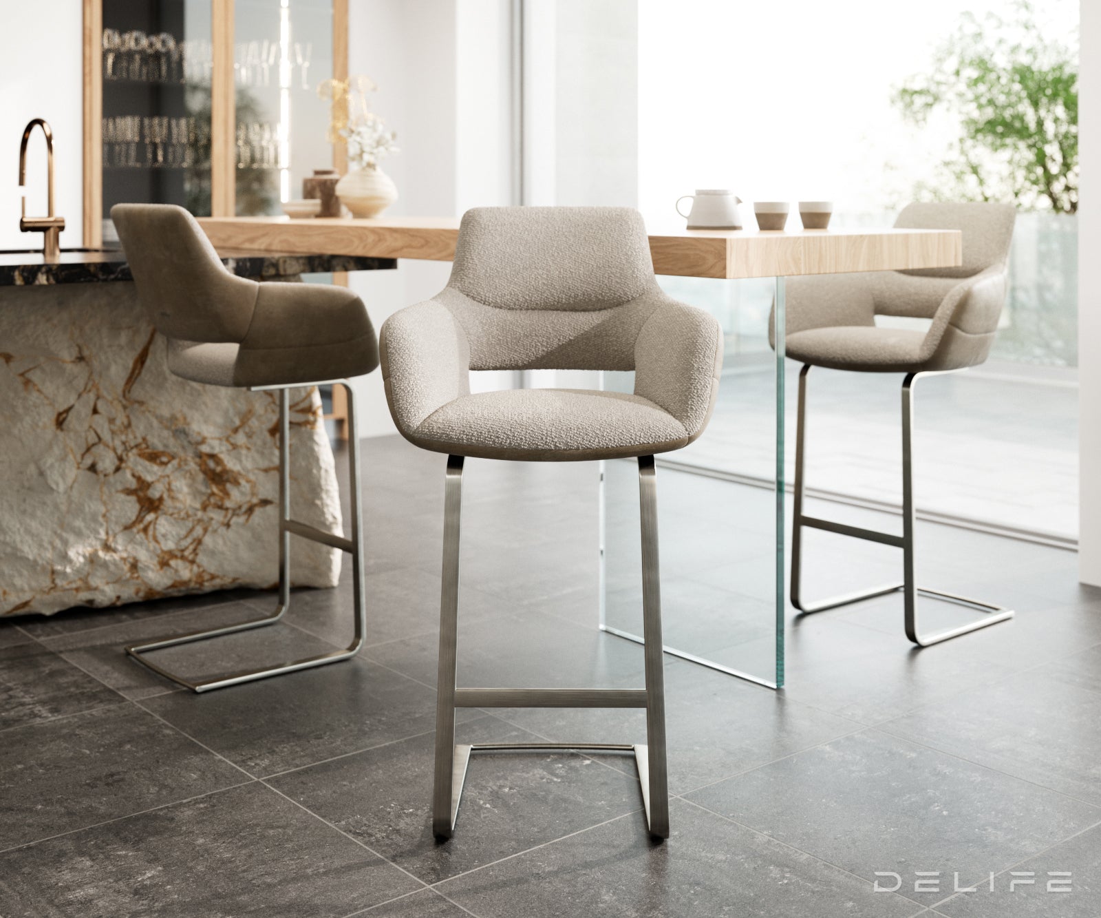 Barska stolica Yago Flex, Materijal: Mikrofibra/Boucle