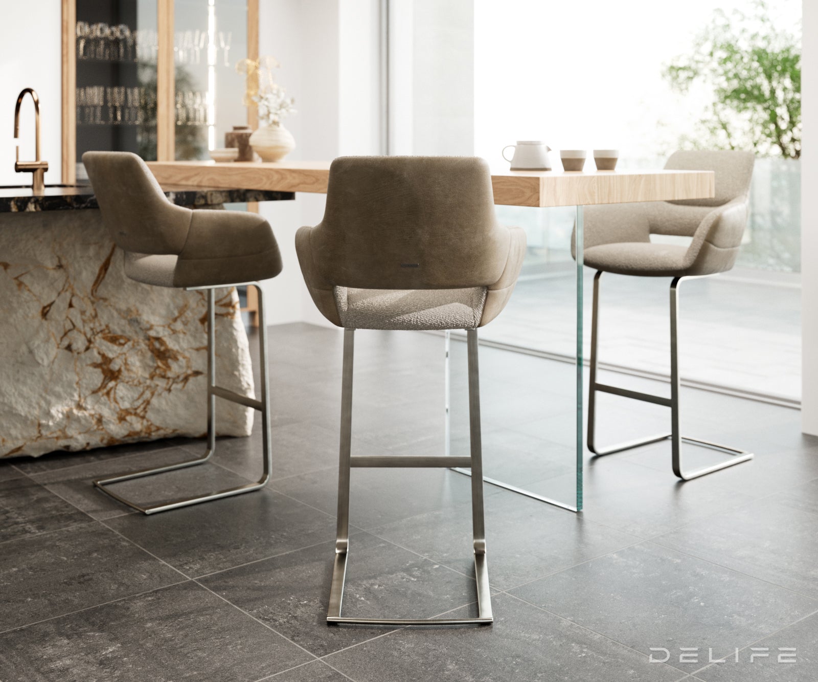 Barska stolica Yago Flex, Materijal: Mikrofibra/Boucle