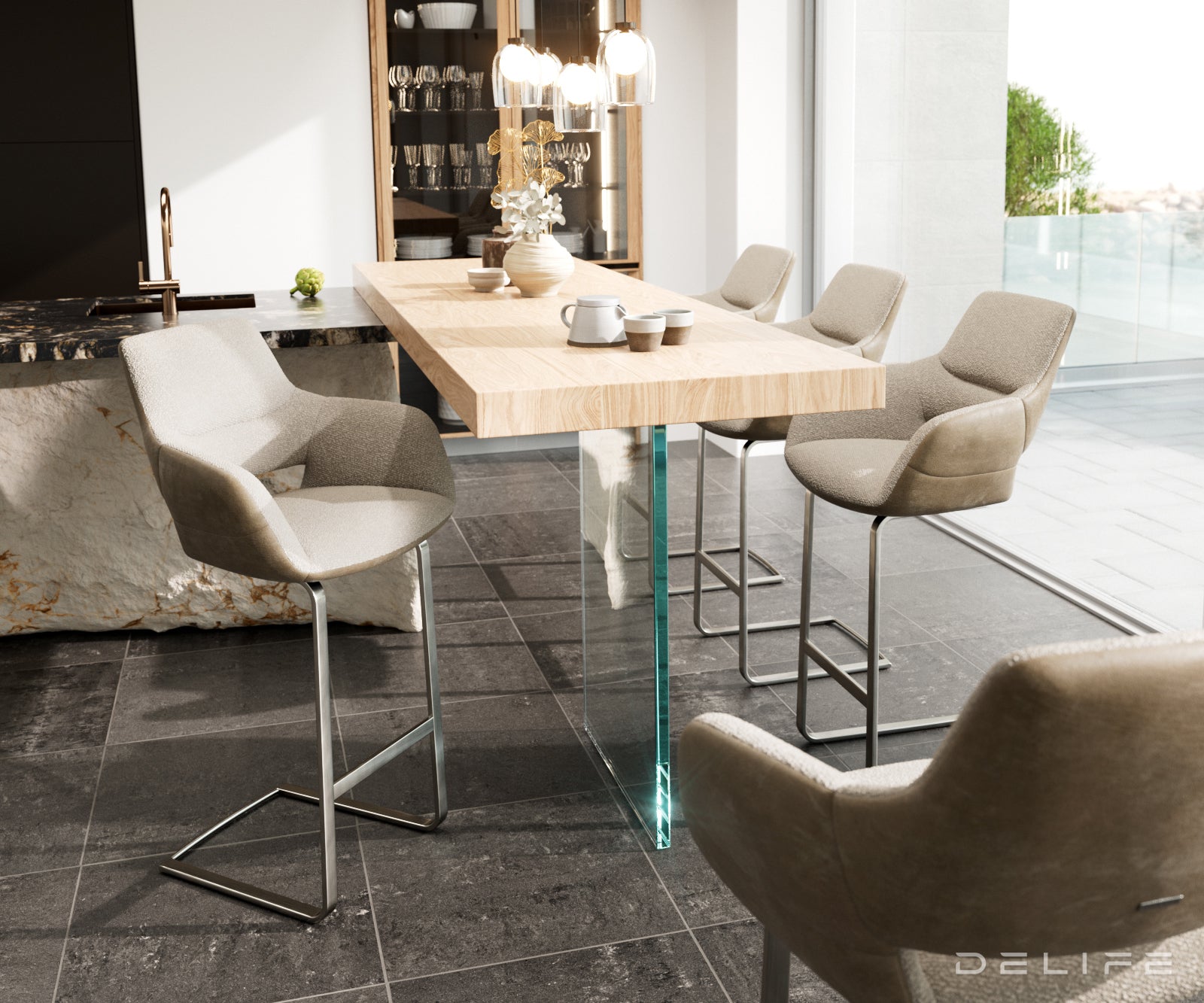 Barska stolica Yago Flex, Materijal: Mikrofibra/Boucle