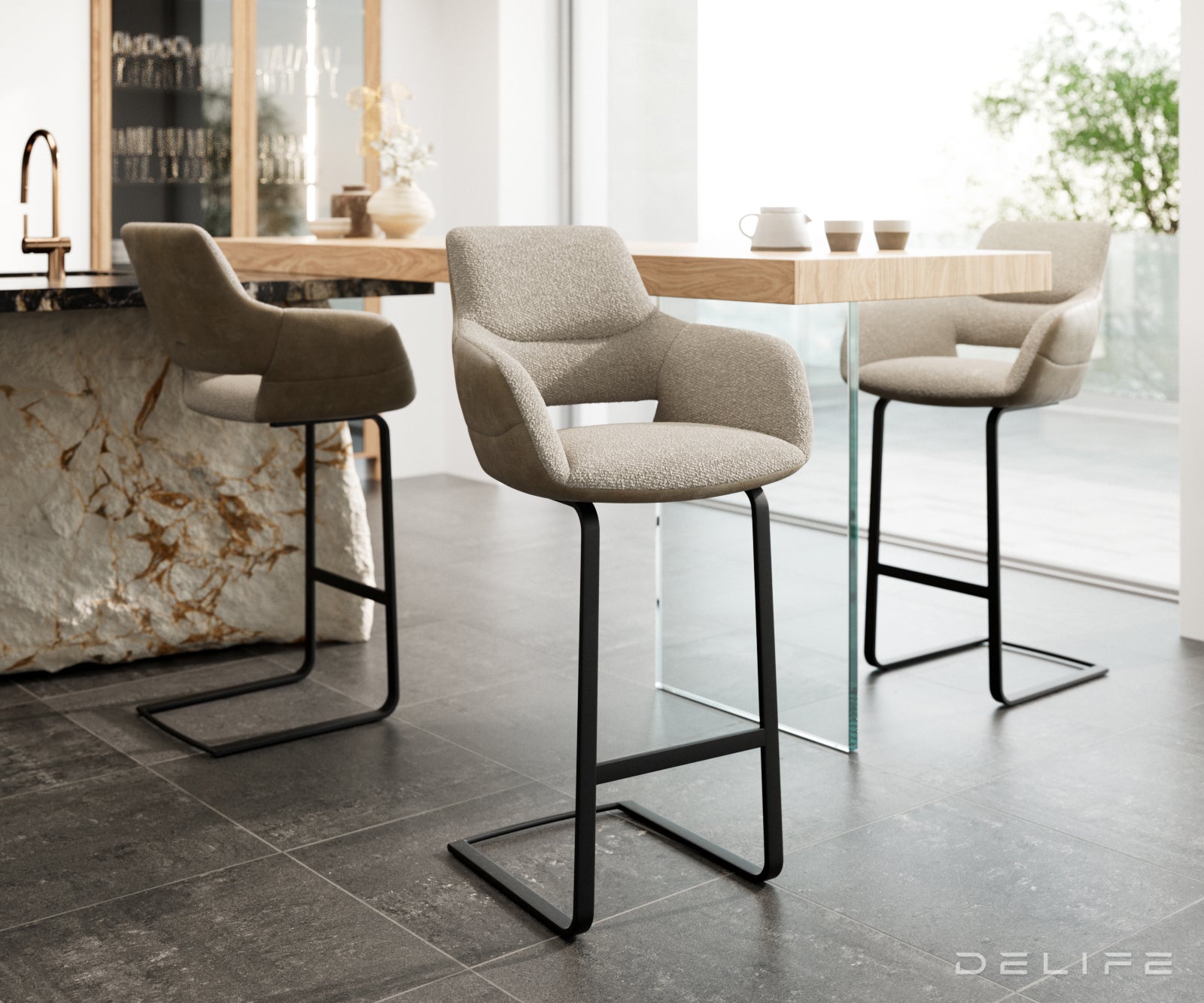 Barska stolica Yago Flex, Materijal: Mikrofibra/Boucle