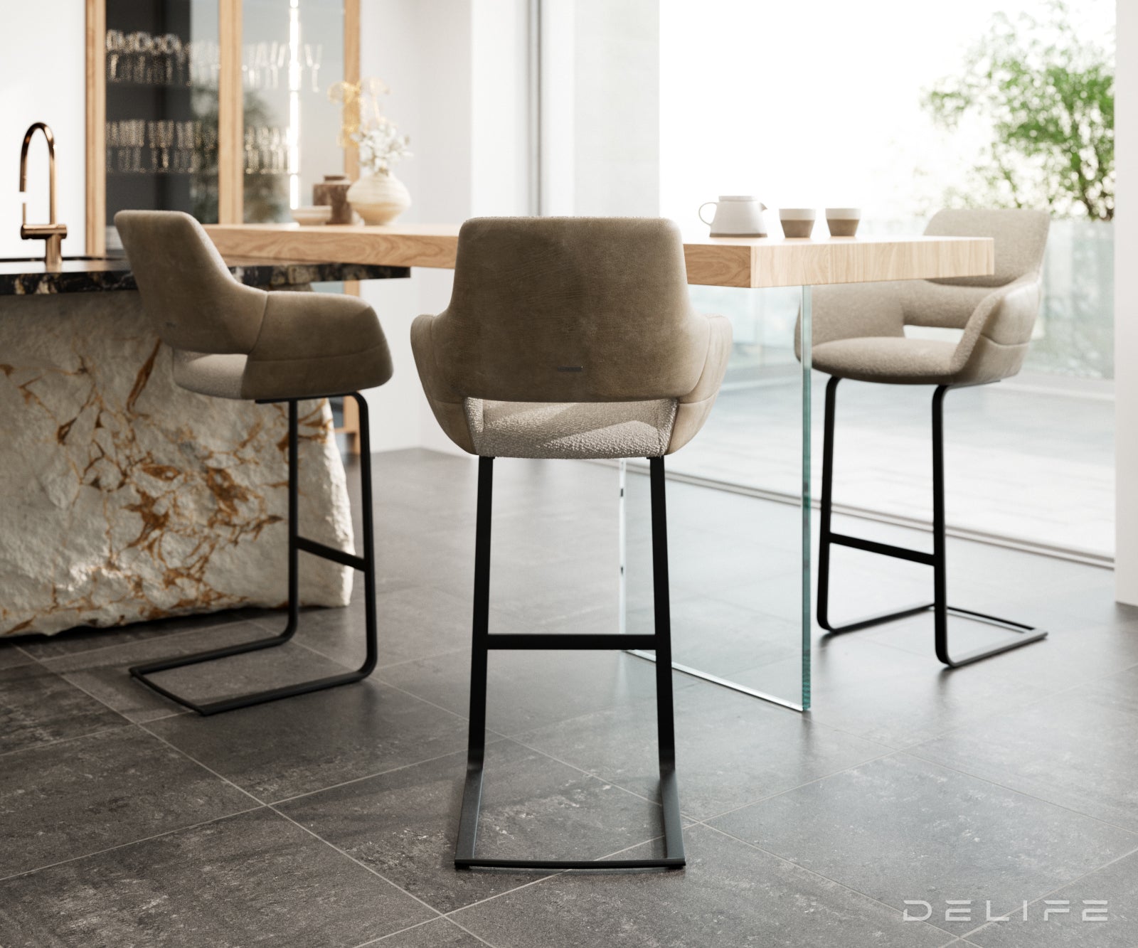 Barska stolica Yago Flex, Materijal: Mikrofibra/Boucle