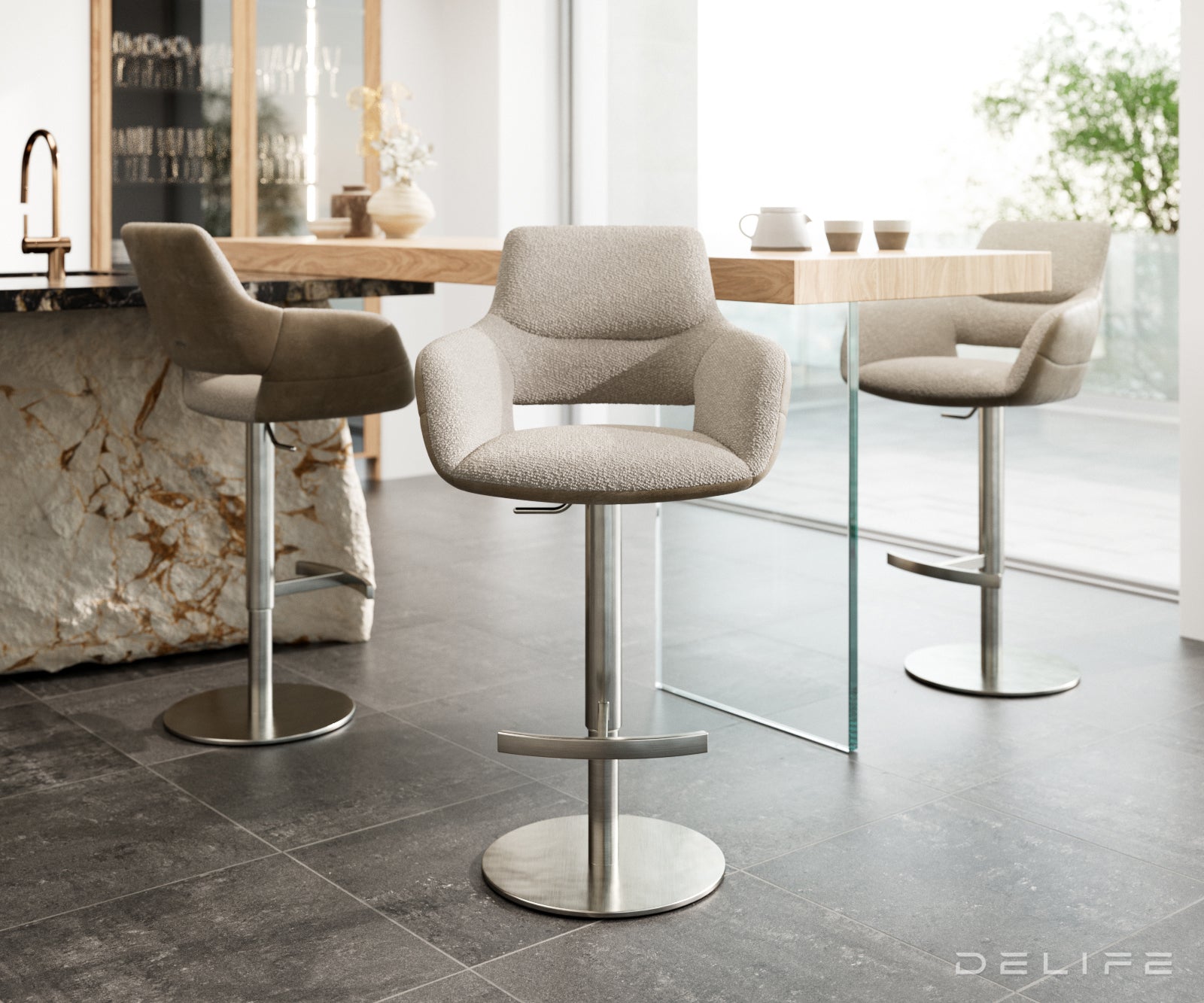 Barska stolica Yago Flex, Materijal: Mikrofibra/Boucle