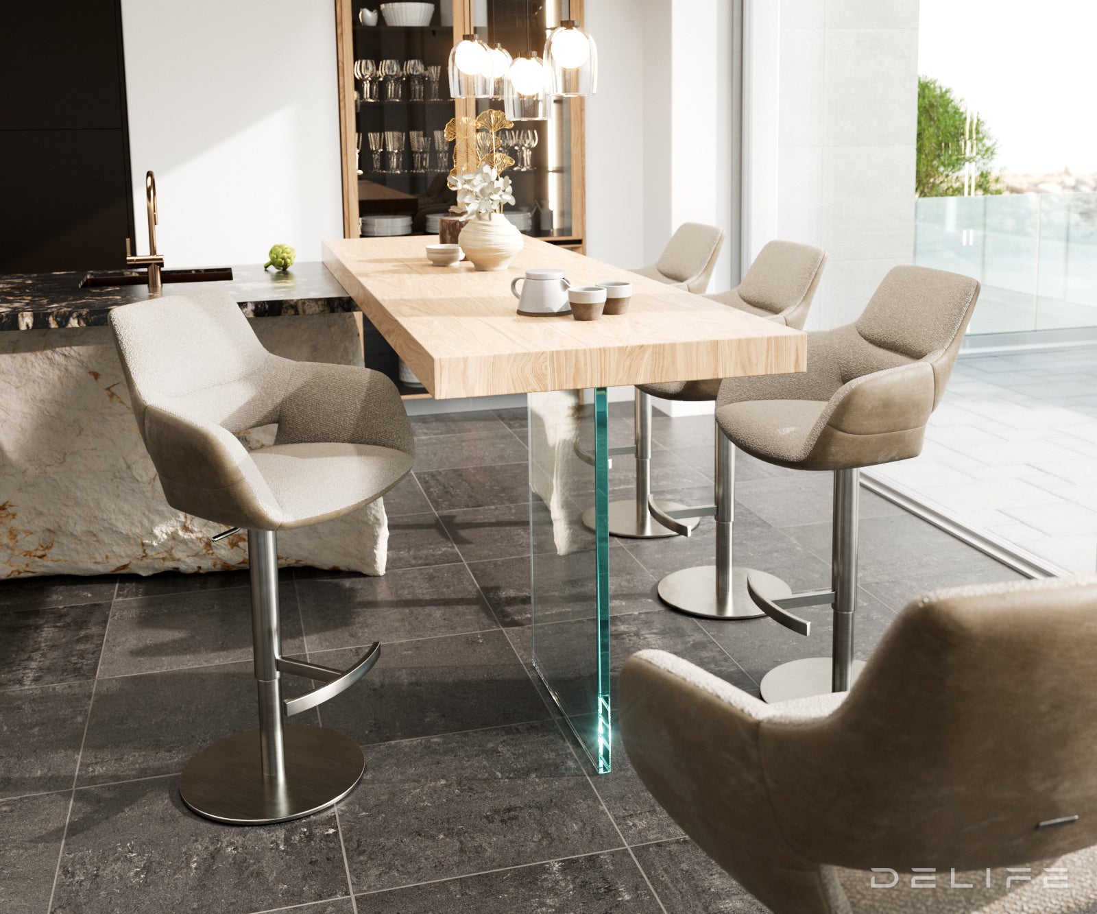 Barska stolica Yago Flex, Materijal: Mikrofibra/Boucle