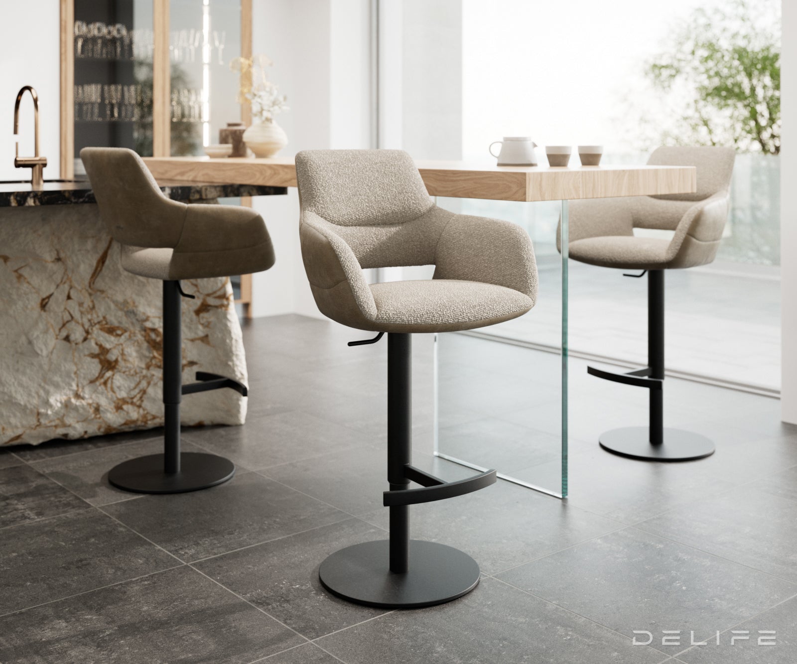 Barska stolica Yago Flex, Materijal: Mikrofibra/Boucle