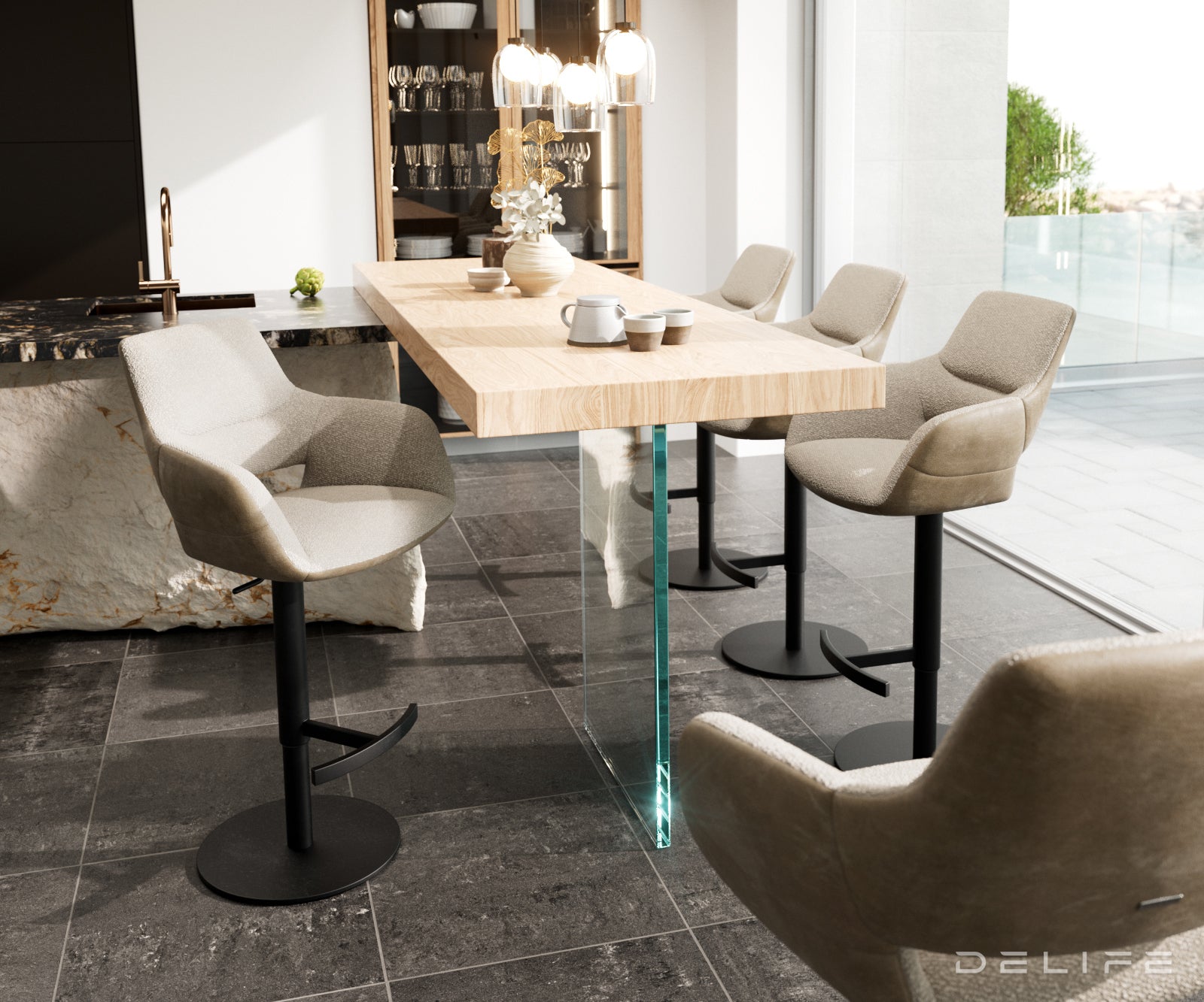 Barska stolica Yago Flex, Materijal: Mikrofibra/Boucle