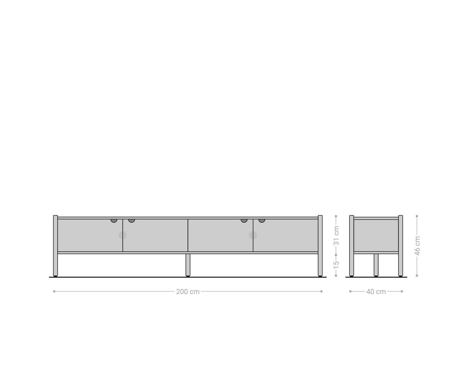 TV Komoda Caius 200cm, Materijal: Bagrem