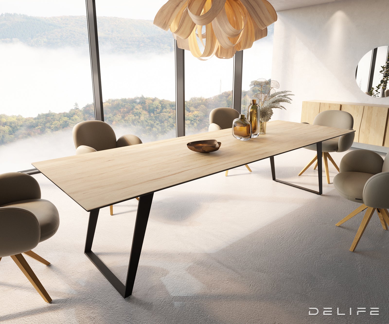 Blagovaonski stol Edge 300x100cm, Materijal: Keramika Laminam Sabbia