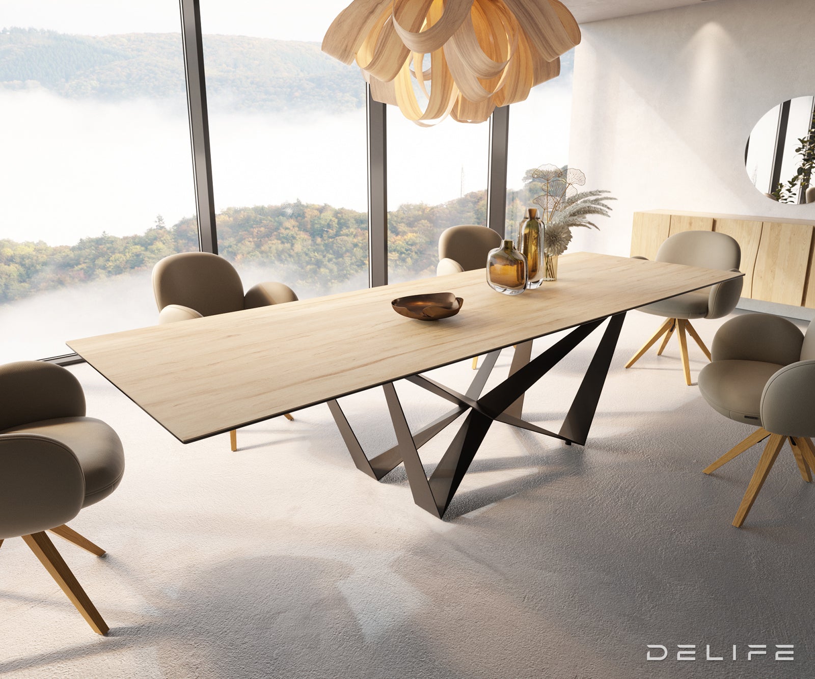 Blagovaonski stol Edge 300x100cm, Materijal: Keramika Laminam Sabbia