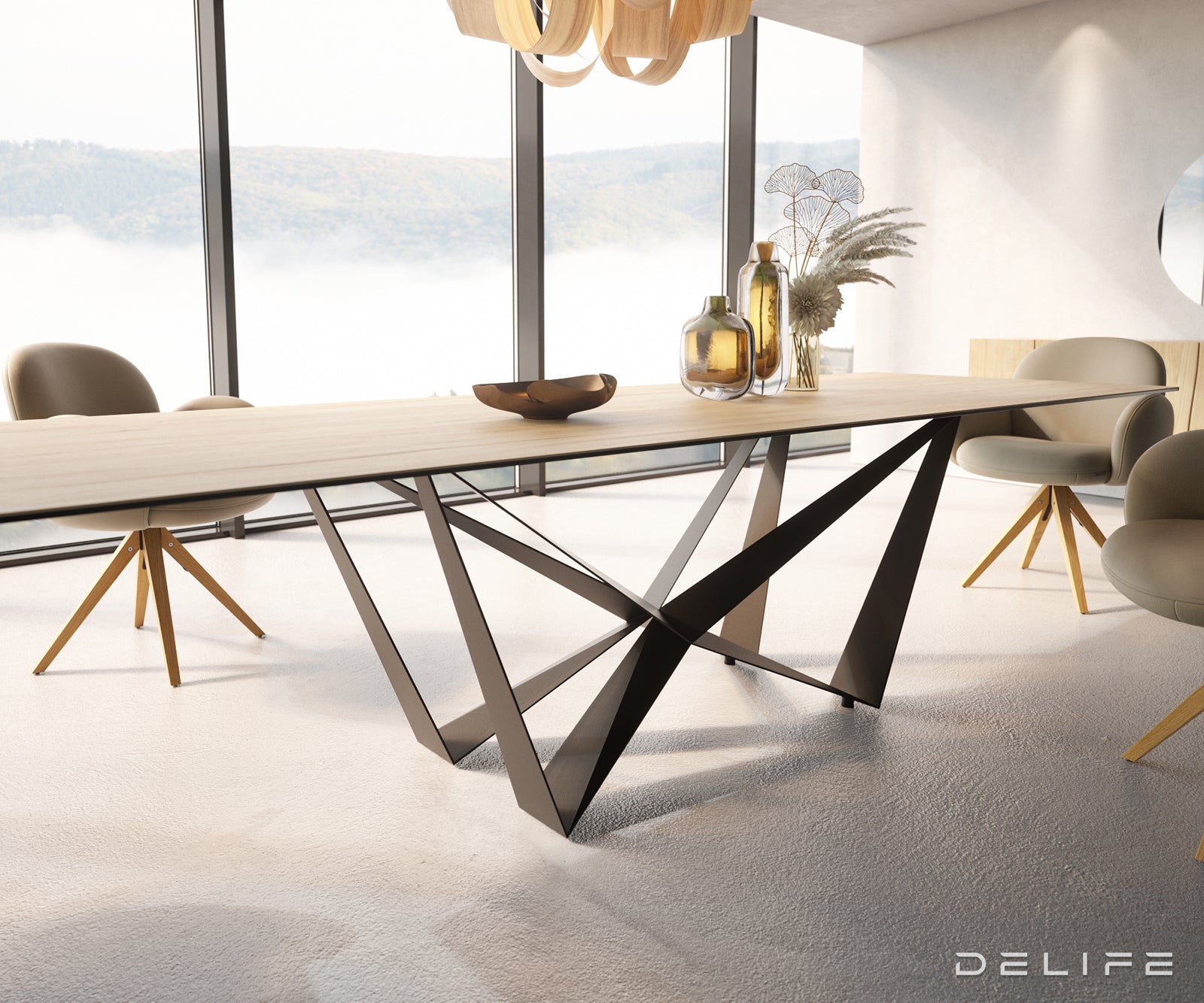 Blagovaonski stol Edge 300x100cm, Materijal: Keramika Laminam Sabbia