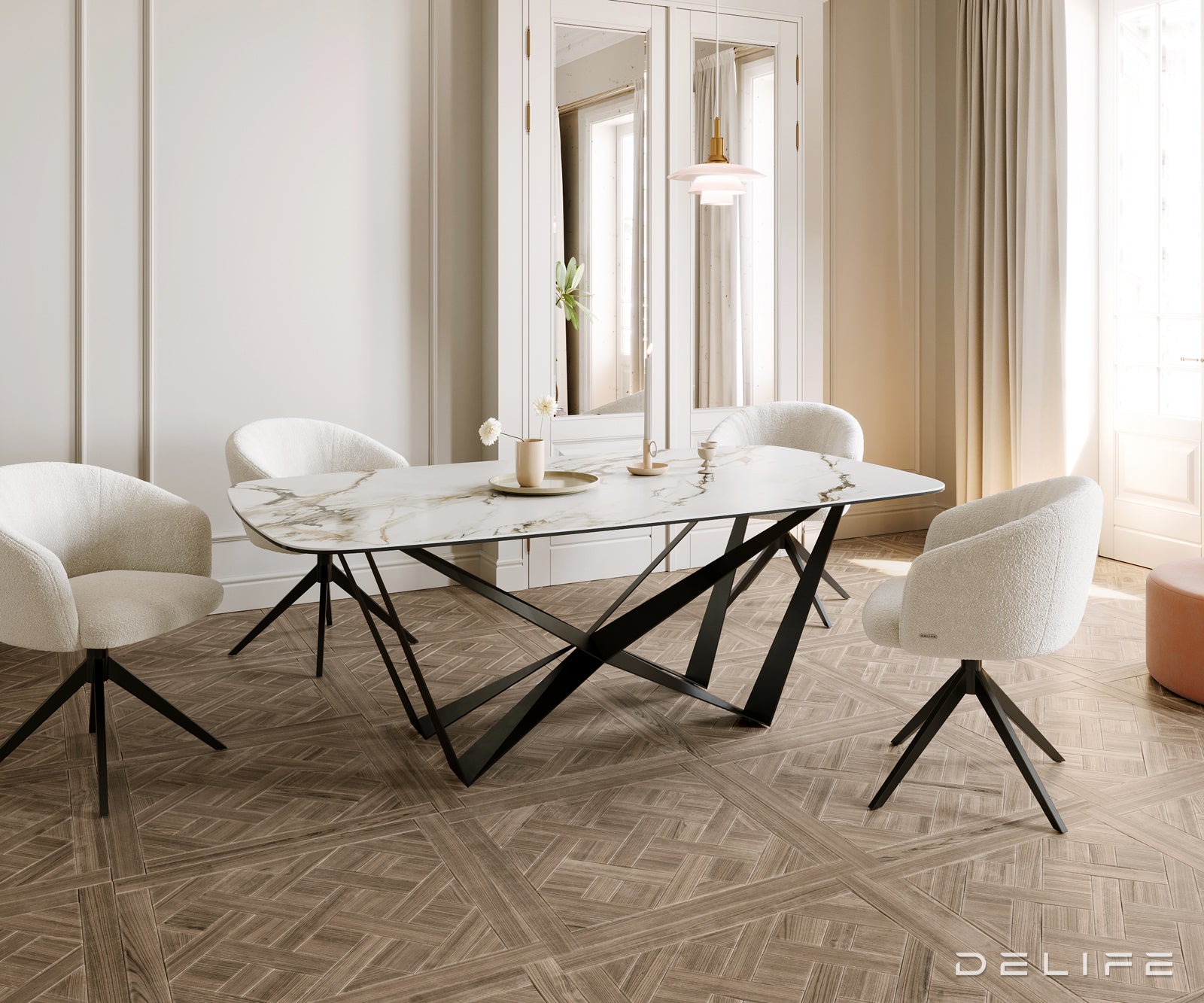 Blagovaonski stol Edge 200x100cm, Materijal: Keramika Calacatta Luxe