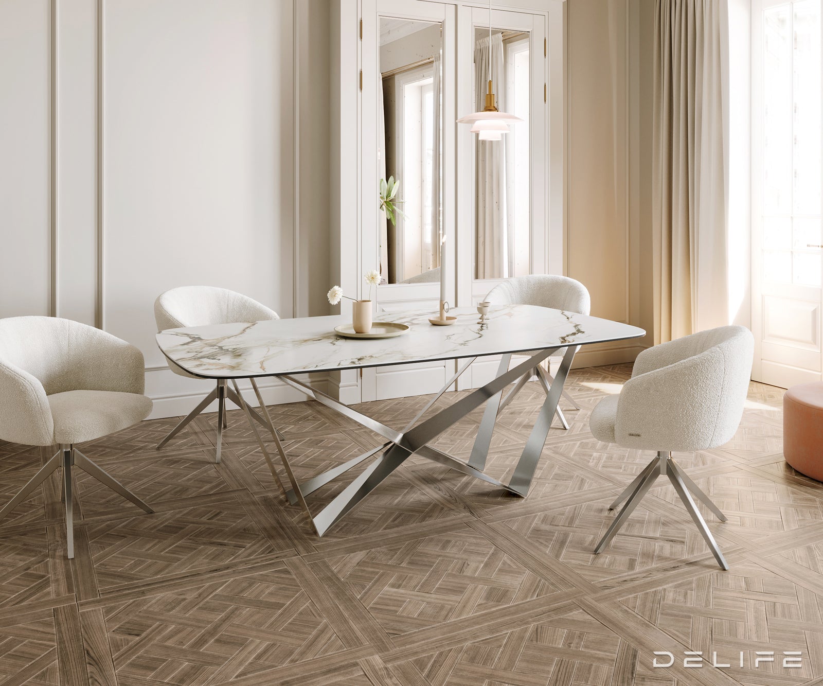 Blagovaonski stol Edge 200x100cm, Materijal: Keramika Calacatta Luxe