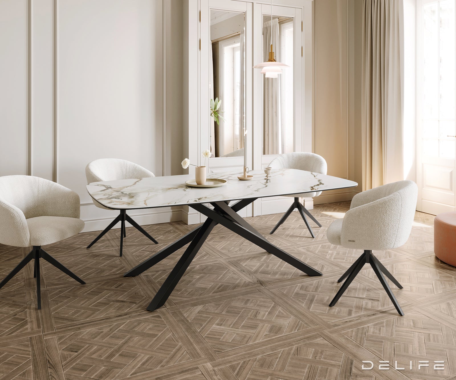 Blagovaonski stol Edge 200x100cm, Materijal: Keramika Calacatta Luxe