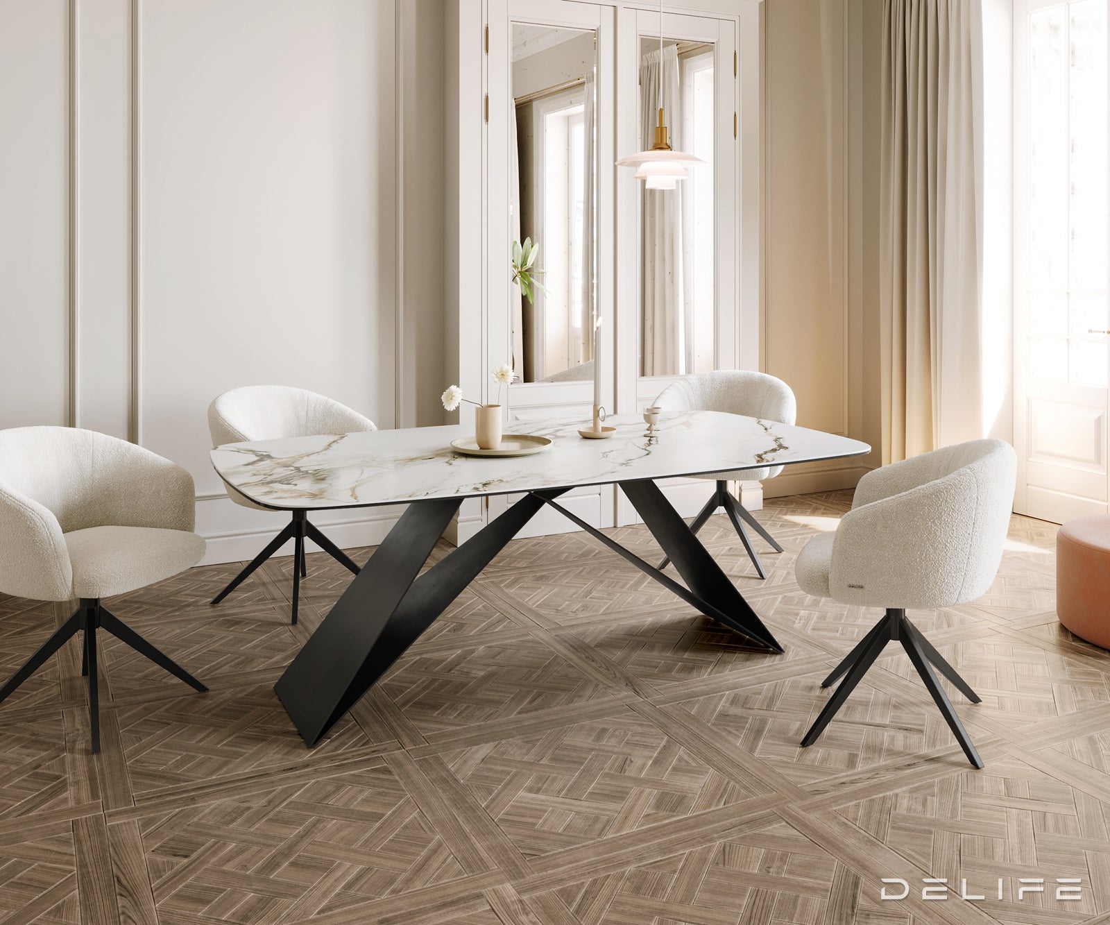 Blagovaonski stol Edge 200x100cm, Materijal: Keramika Calacatta Luxe