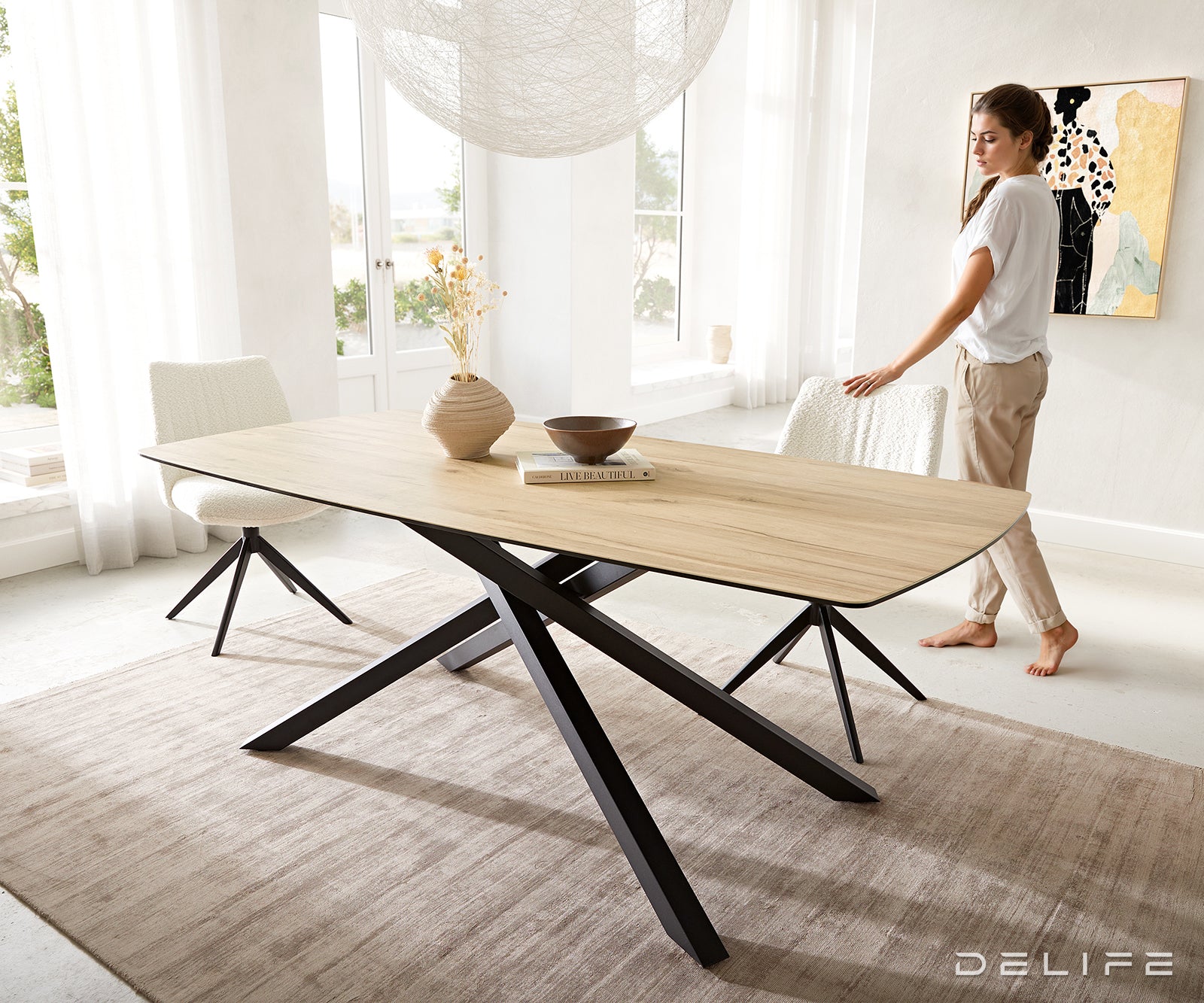 Blagovaonski stol Edge 200x100cm, Materijal: Keramika Laminam Sabbia