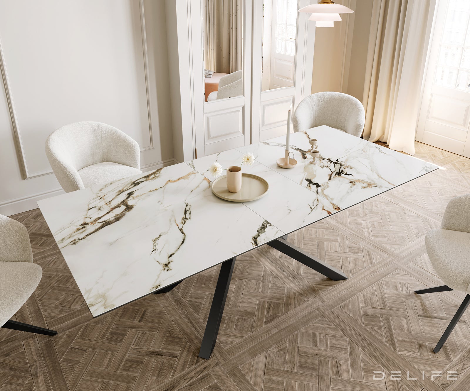 Produljivi stol Edge 180/220x100, Materijal: Keramika Calacatta Luxe