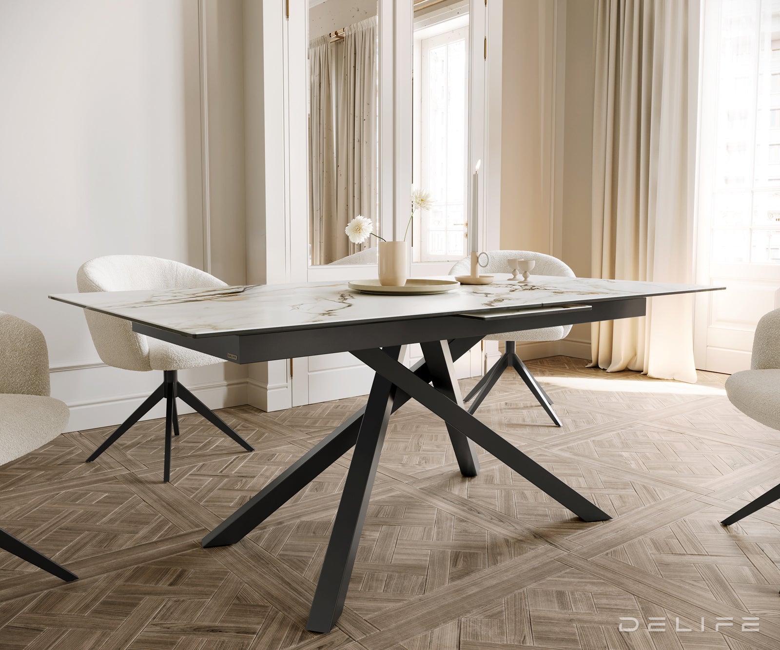 Produljivi stol Edge 180/220x100, Materijal: Keramika Calacatta Luxe