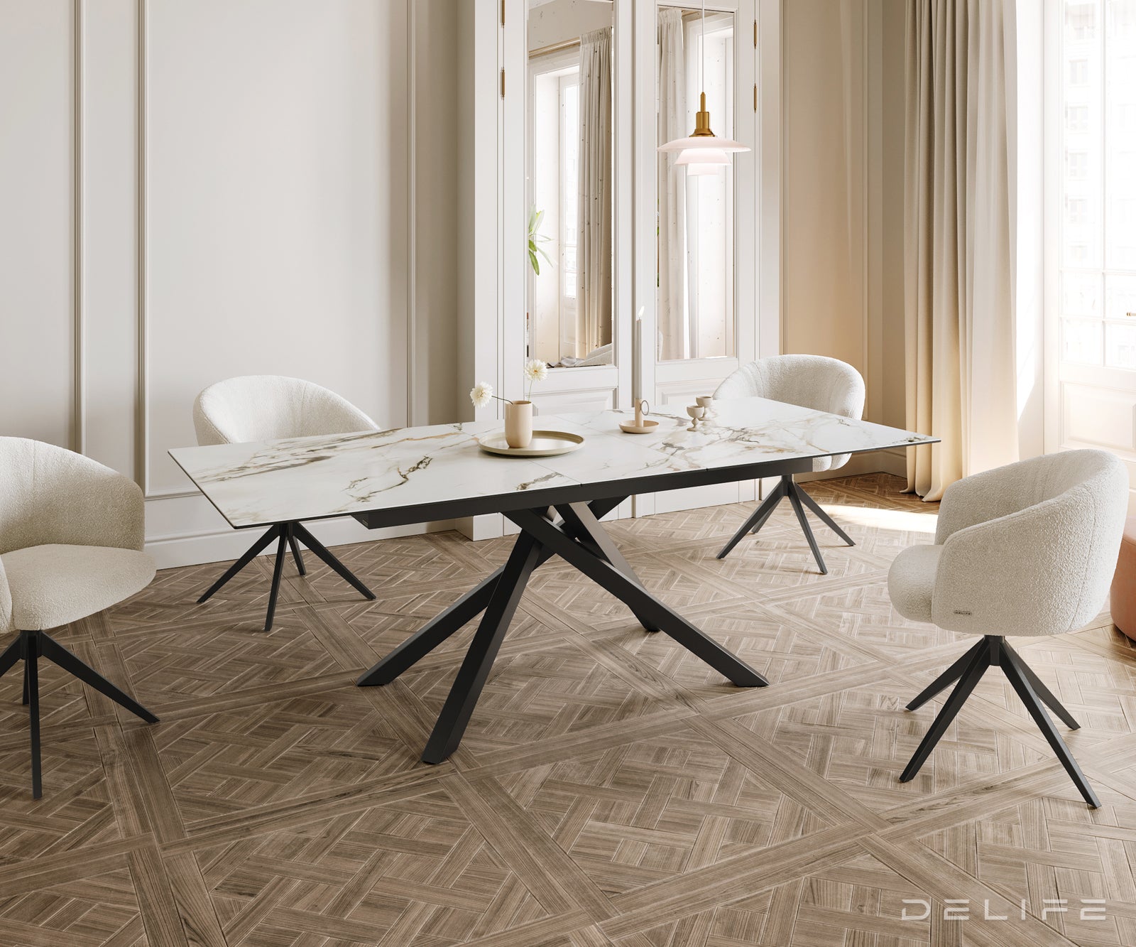 Produljivi stol Edge 180/220x100, Materijal: Keramika Calacatta Luxe