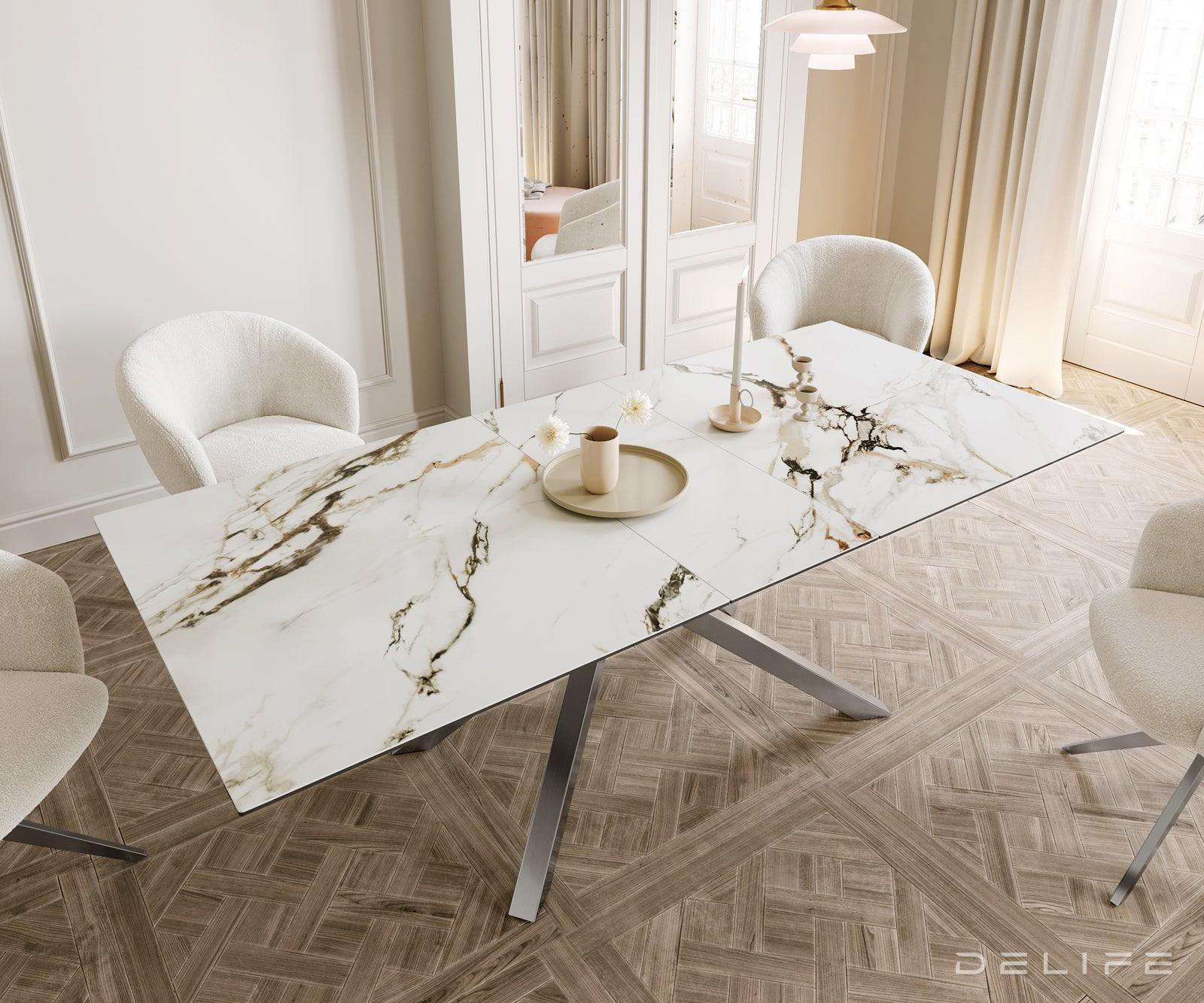 Produljivi stol Edge 180/220x100, Materijal: Keramika Calacatta Luxe