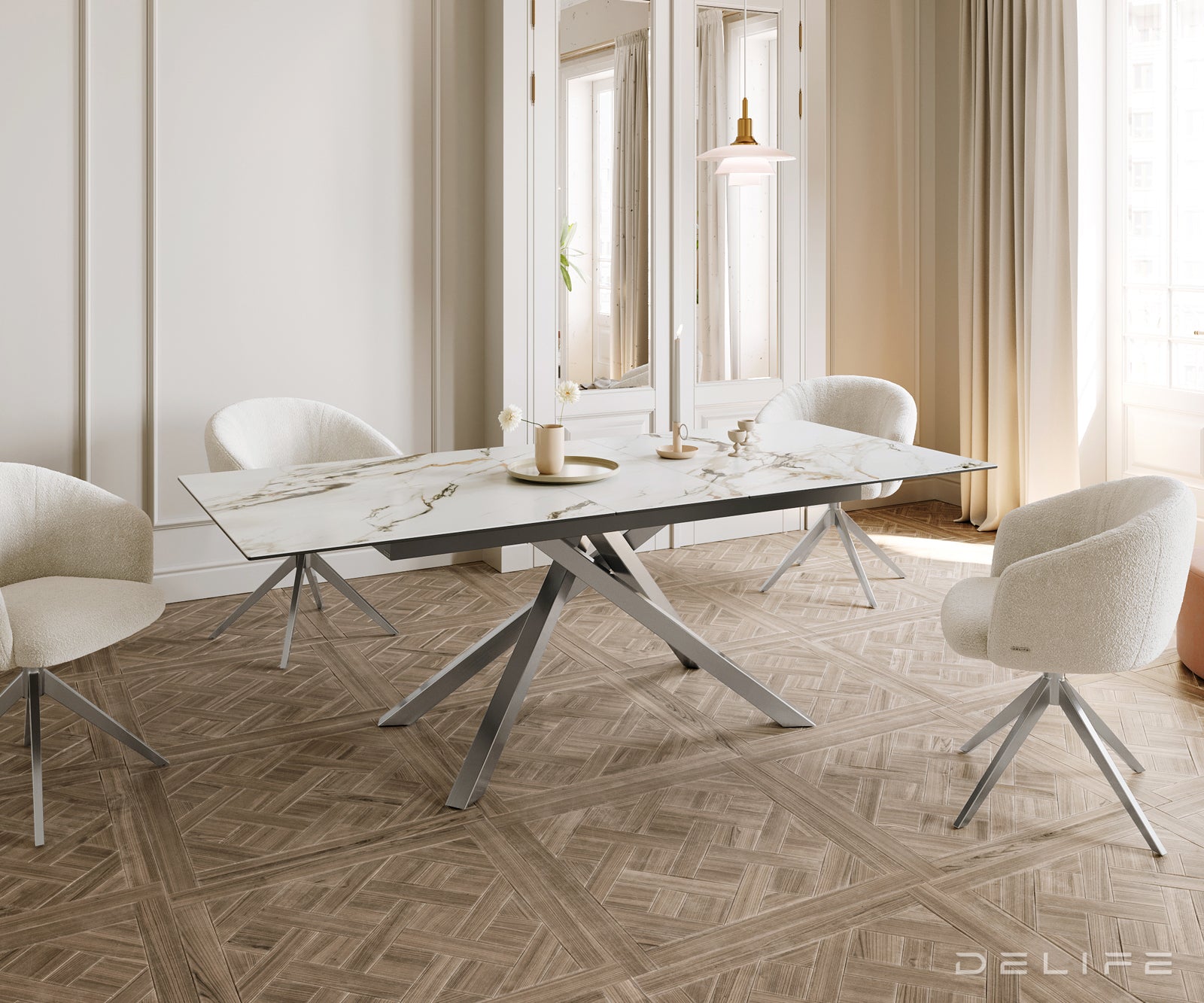 Produljivi stol Edge 180/220x100, Materijal: Keramika Calacatta Luxe