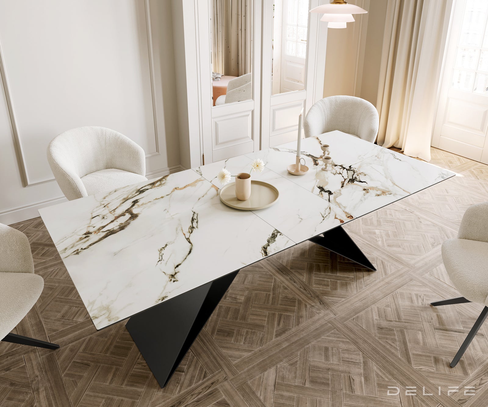 Produljivi stol Edge 180/220x100, Materijal: Keramika Calacatta Luxe