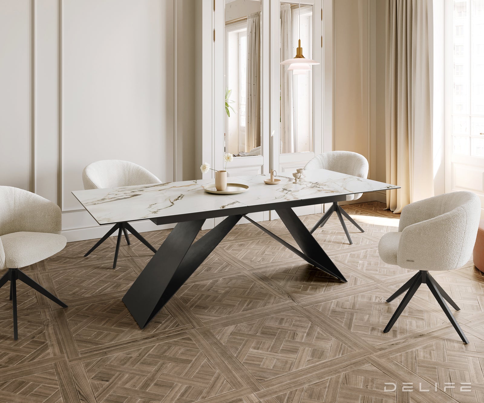 Produljivi stol Edge 180/220x100, Materijal: Keramika Calacatta Luxe