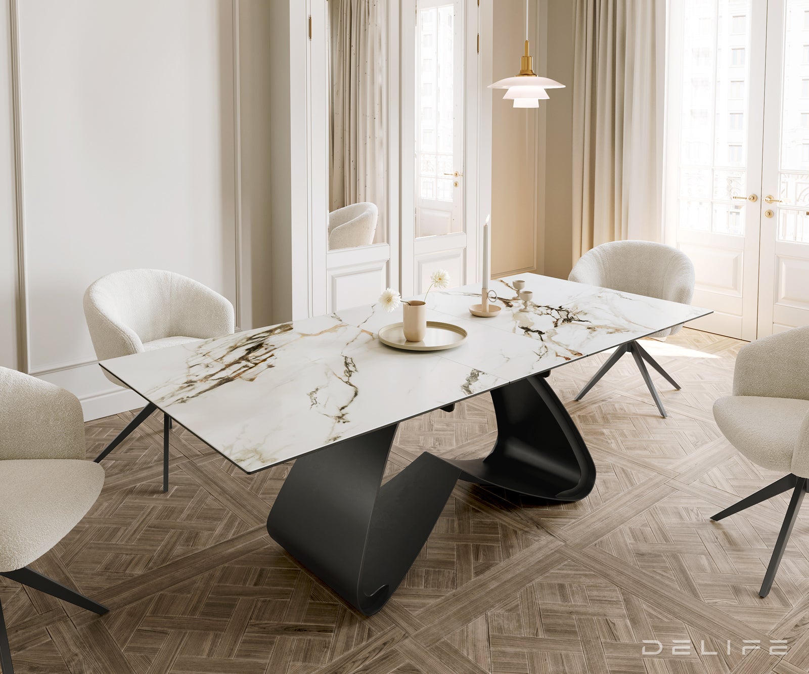 Produljivi stol Edge 180/220x100, Materijal: Keramika Calacatta Luxe