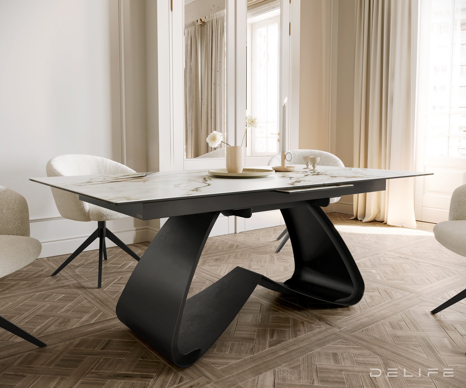 Produljivi stol Edge 180/220x100, Materijal: Keramika Calacatta Luxe